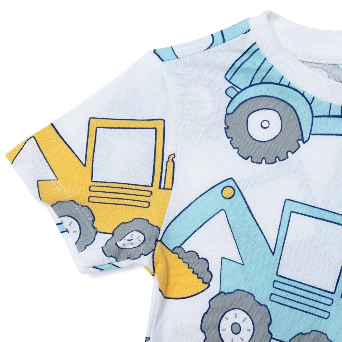 HelloBaby Boys T-shirt Construction Print Crew Neck Short Sleeve - White - Image 6