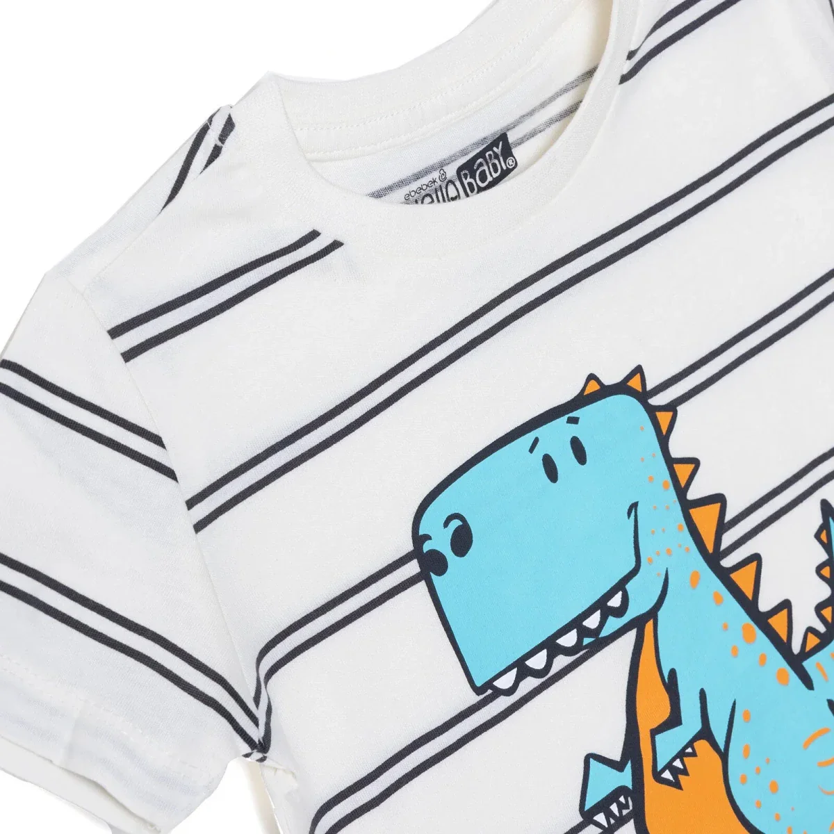 HelloBaby Boys T-shirt Dinosaur Print - White - Image 3