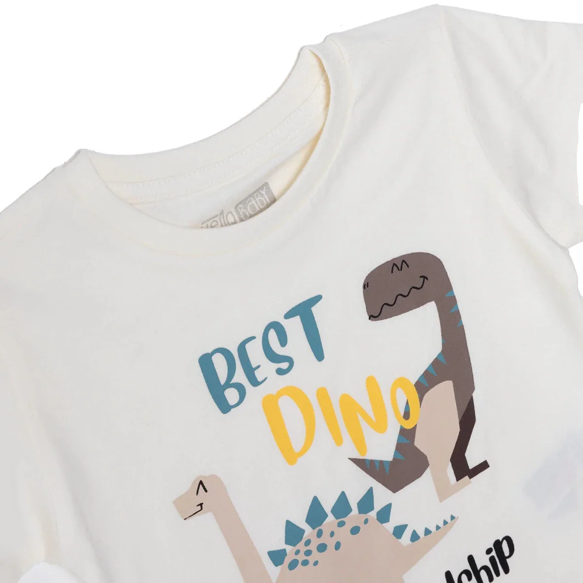 HelloBaby Boys T-shirt Dinosaur Print Crew Neck Short Sleeve - Ecru - Image 3