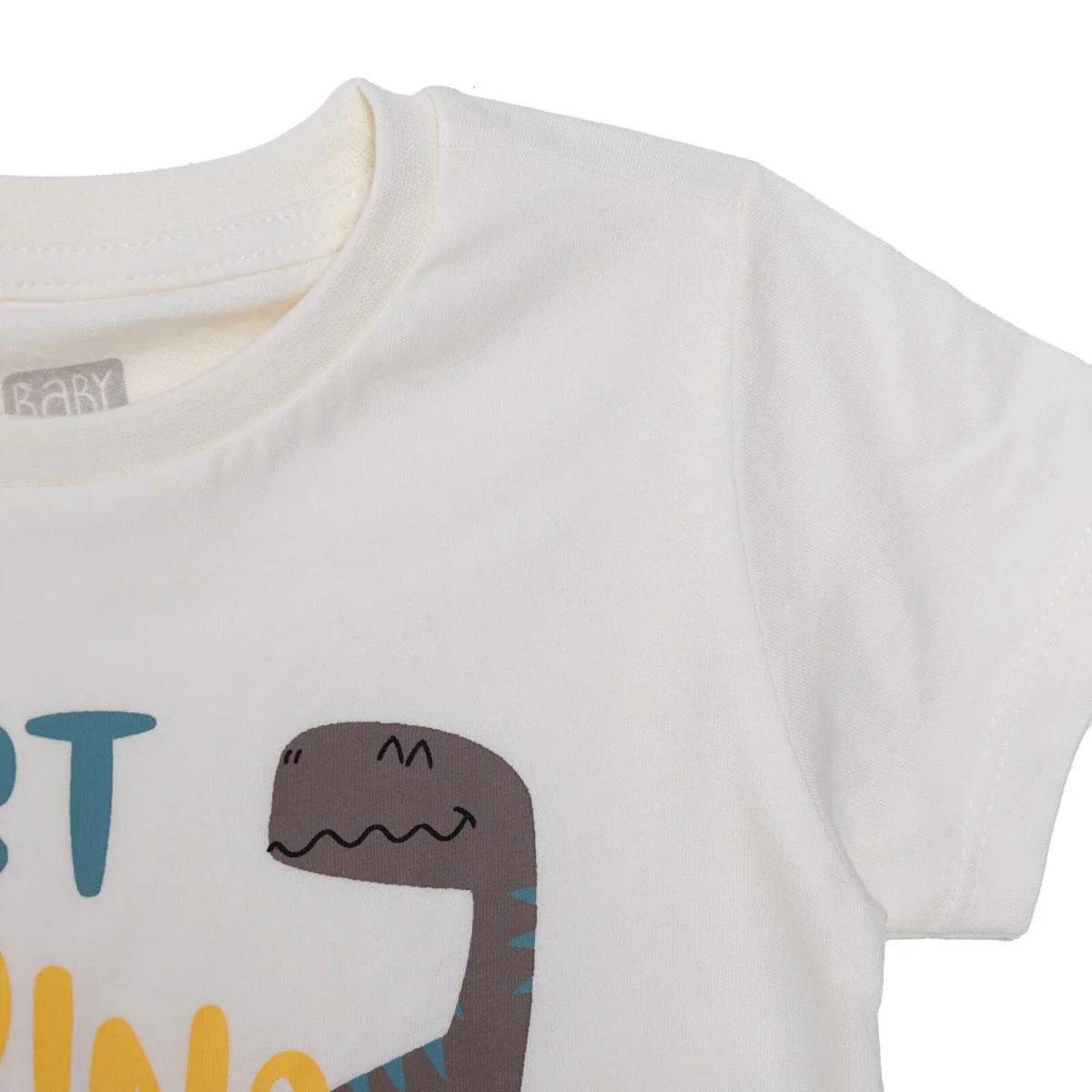 HelloBaby Boys T-shirt Dinosaur Print Crew Neck Short Sleeve - Ecru - Image 5