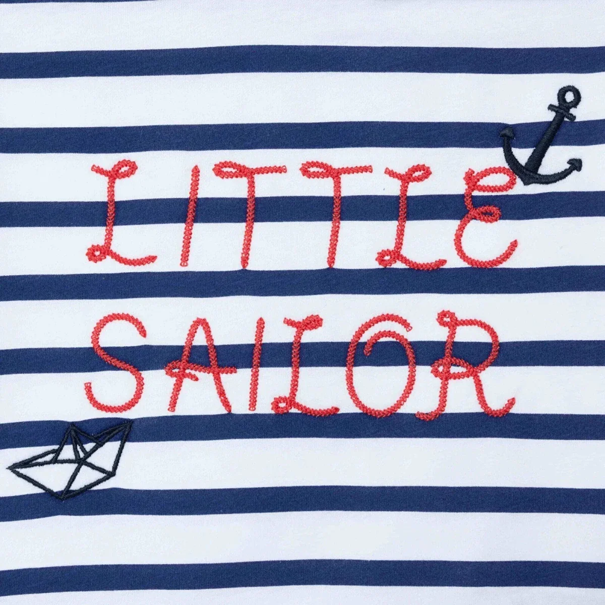 HelloBaby Boys T-shirt Nautical Print Little Sailor Crew Neck Short Sleeve - Navy Printed - Image 4