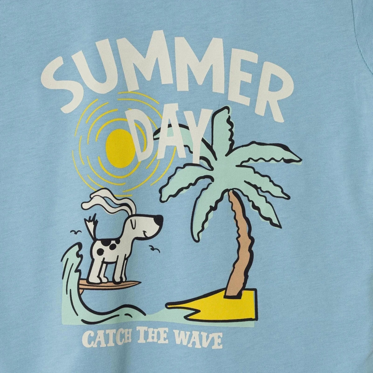 HelloBaby Boys T-shirt Palm Tree Crew Neck Short Sleeve - Blue - Image 3