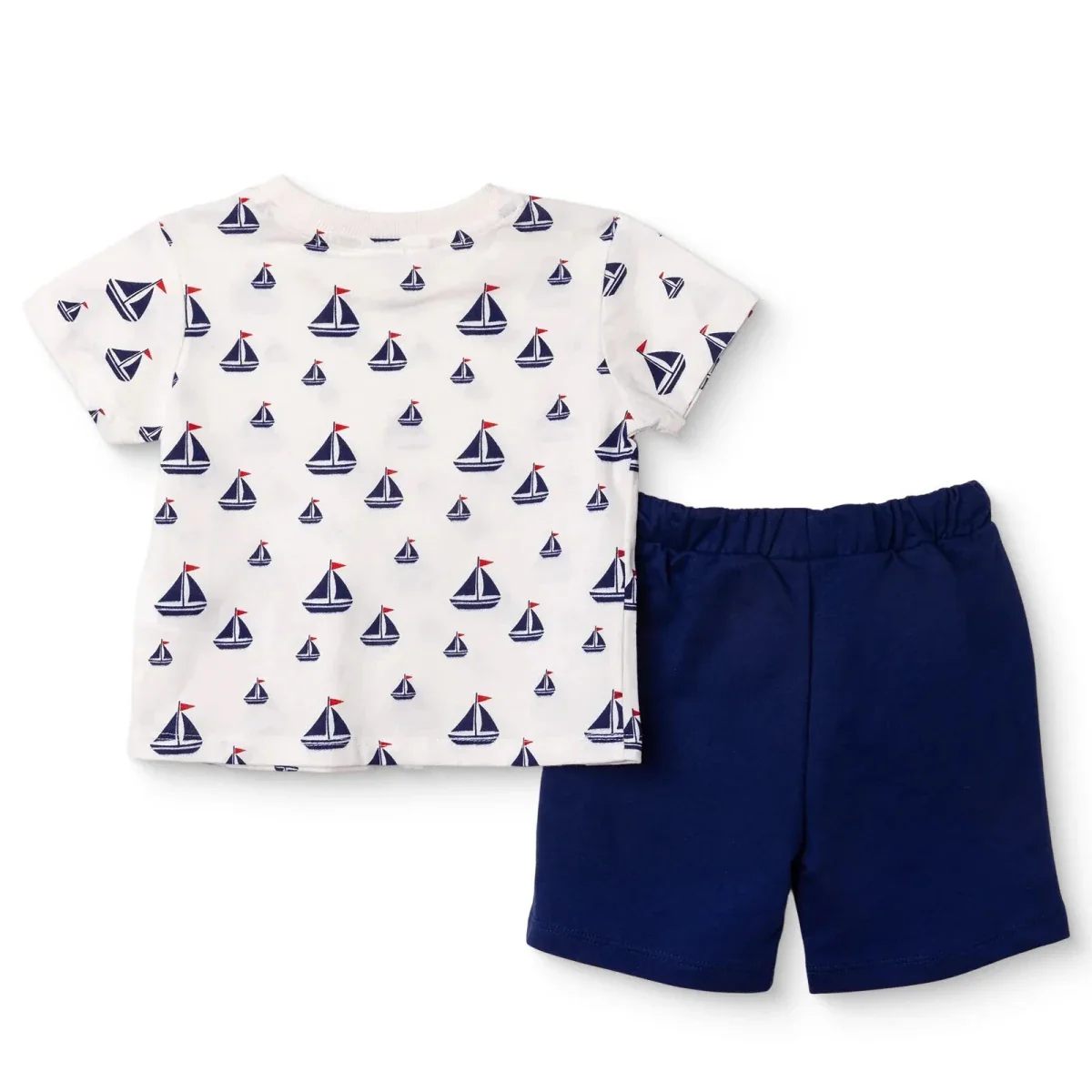 HelloBaby Boys T-shirt & Shorts Set Nautical Print Little Sailor Crew Neck Above the Knee Short Slee - White Printed - Image 2