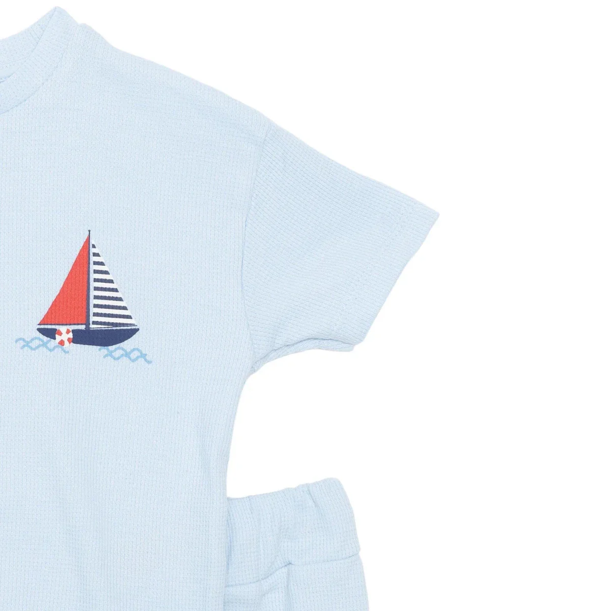 HelloBaby Boys T-shirt & Shorts Set Nautical Print Little Sailor Crew Neck Short Length Short Sleeve - Blue - Image 6