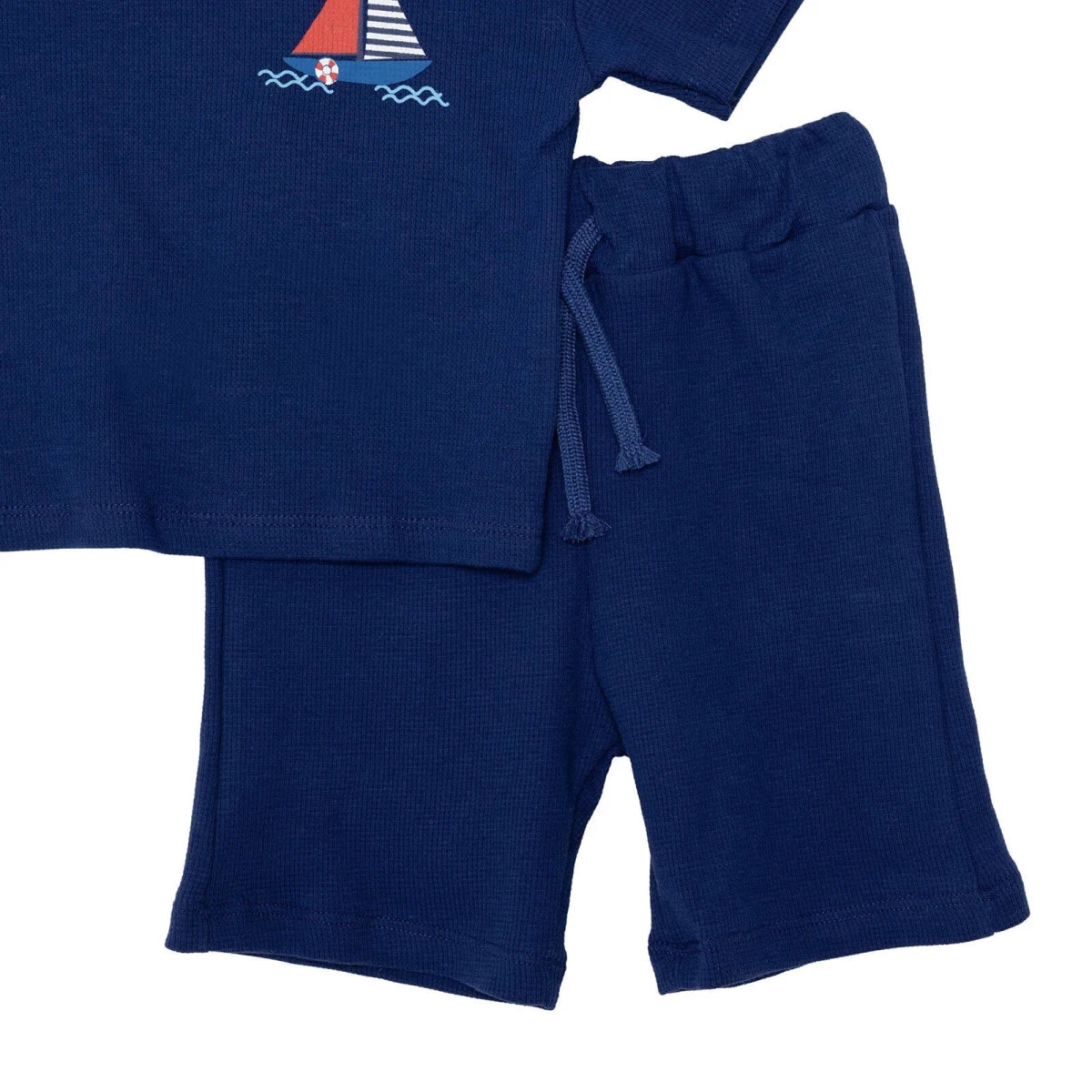 HelloBaby Boys T-shirt & Shorts Set Nautical Print Little Sailor Crew Neck Short Length Short Sleeve - Navy Blue - Image 4