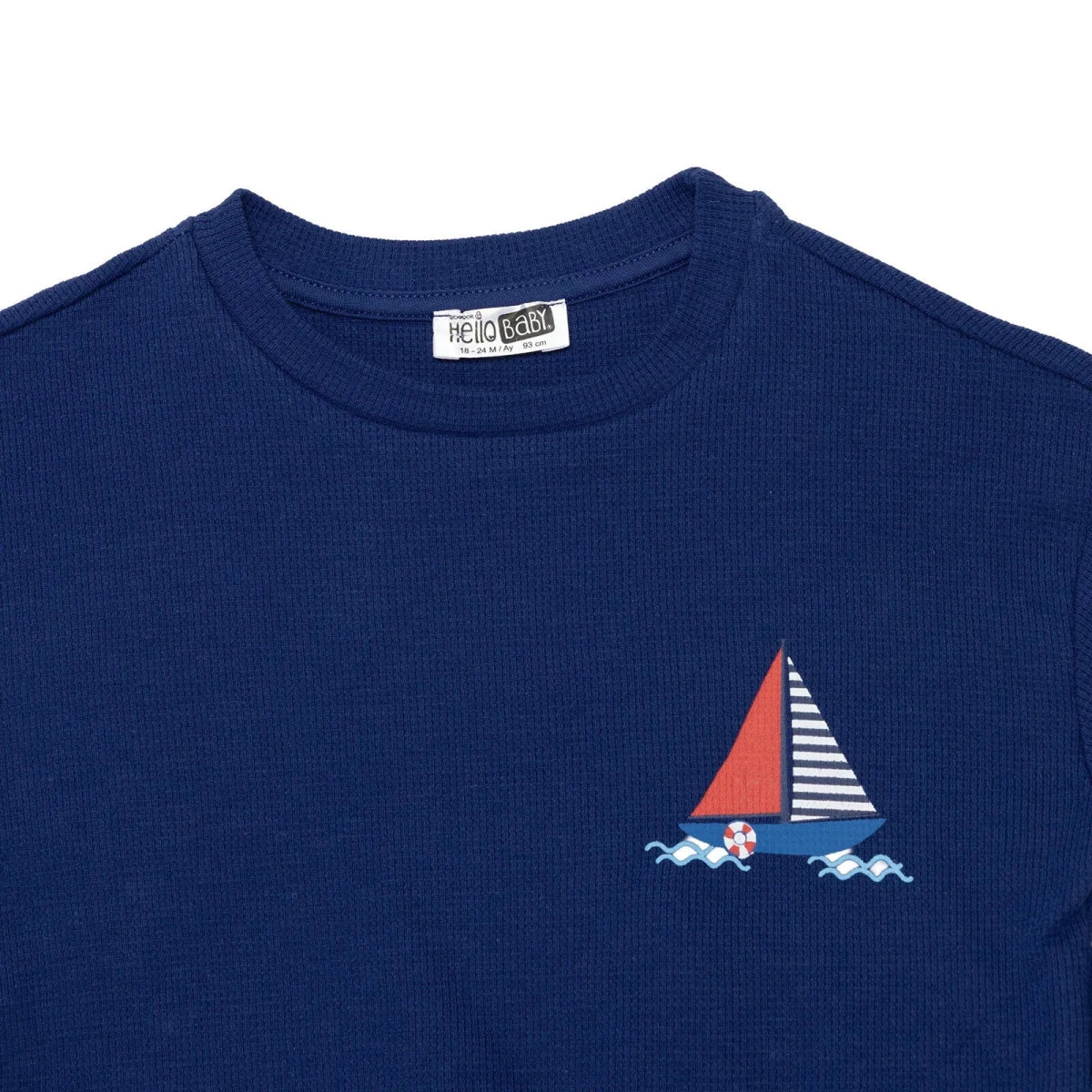 HelloBaby Boys T-shirt & Shorts Set Nautical Print Little Sailor Crew Neck Short Length Short Sleeve - Navy Blue - Image 6