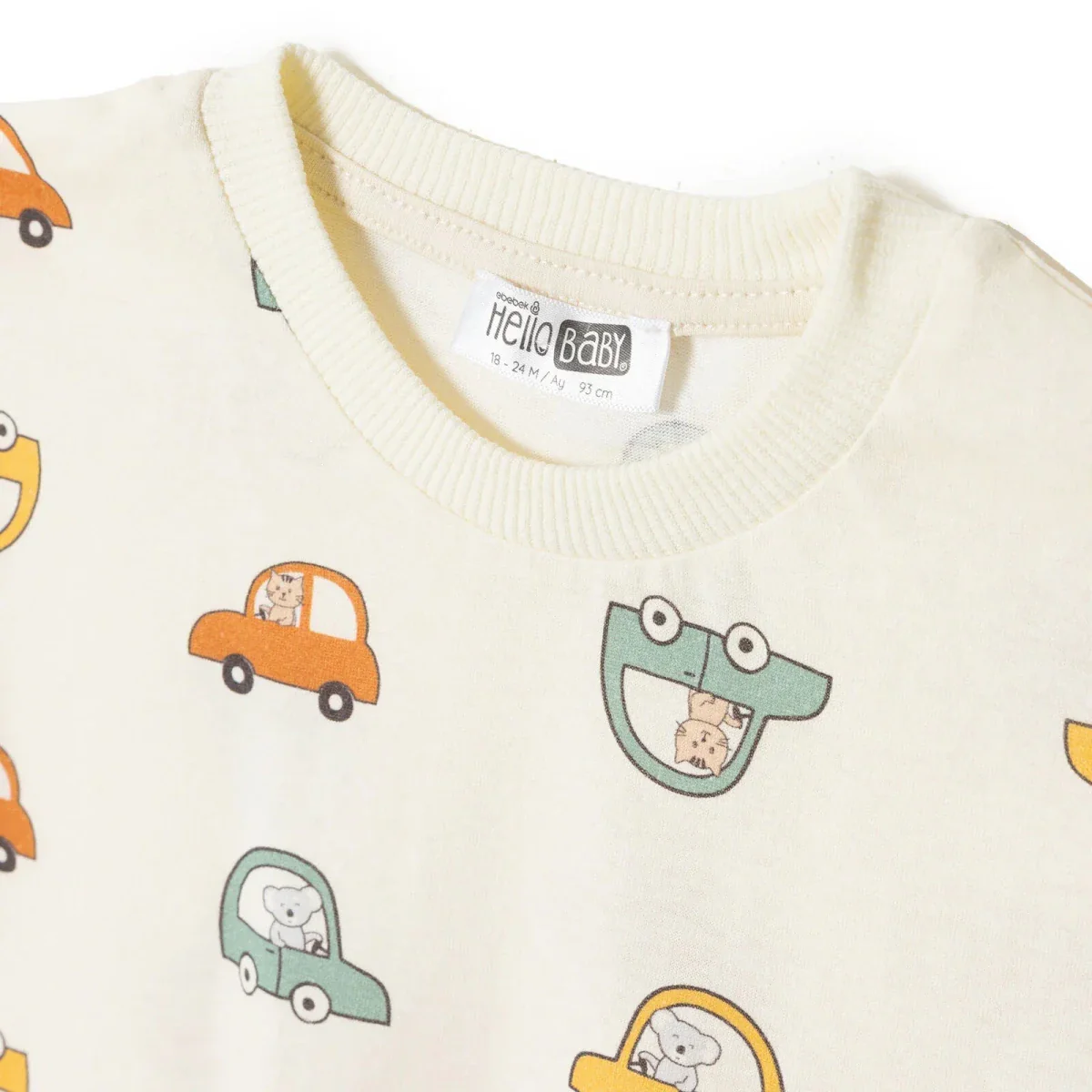 HelloBaby Boys T-shirt & Shorts Set Vehicle Print Little Car Crew Neck Short Length Short Sleeve - Ecru Printed - Image 4