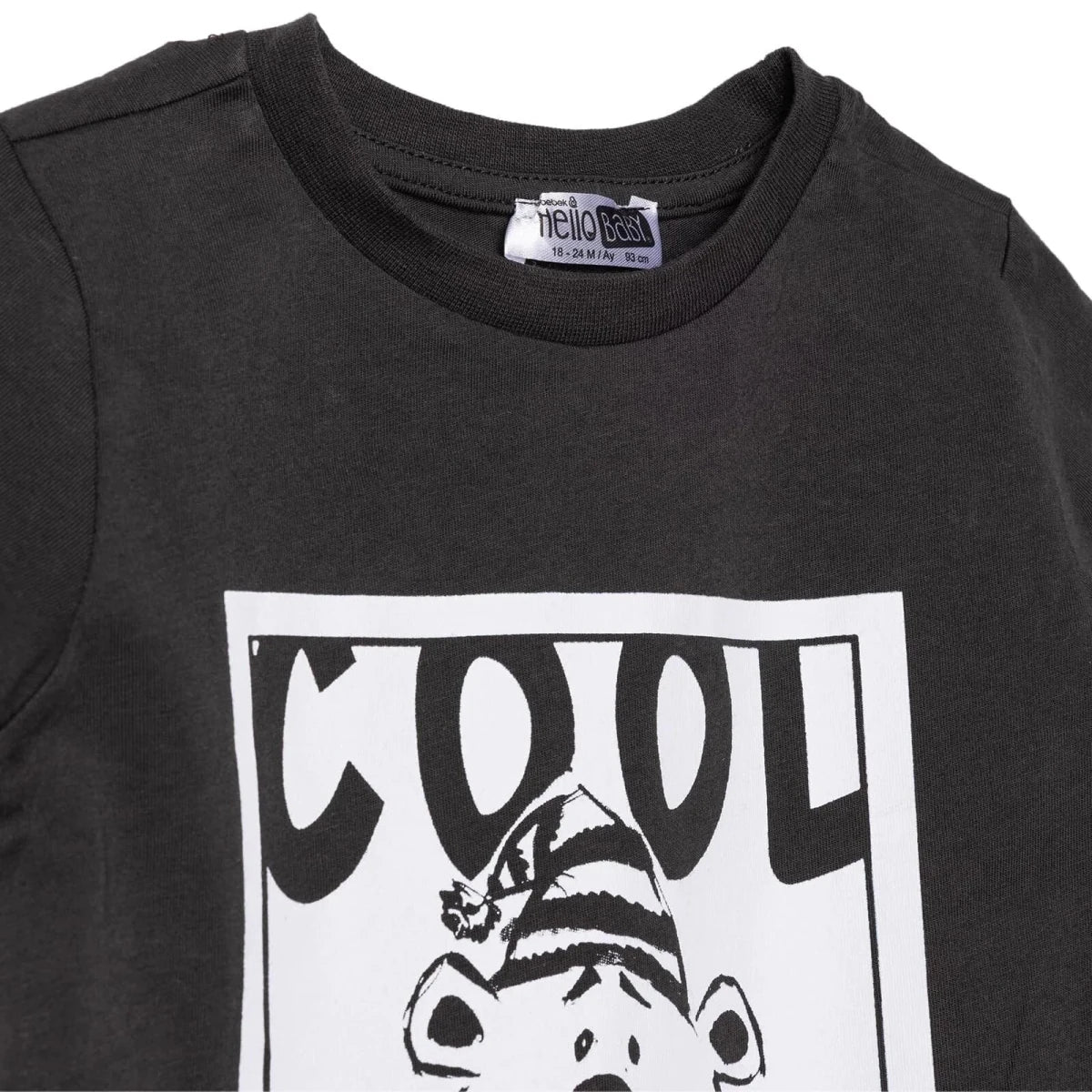 HelloBaby Boys T-Shirt & Trousers Set Bear Print Cool Boy Crew Neck Full Length Short Sleeve - Anthracite - Image 3