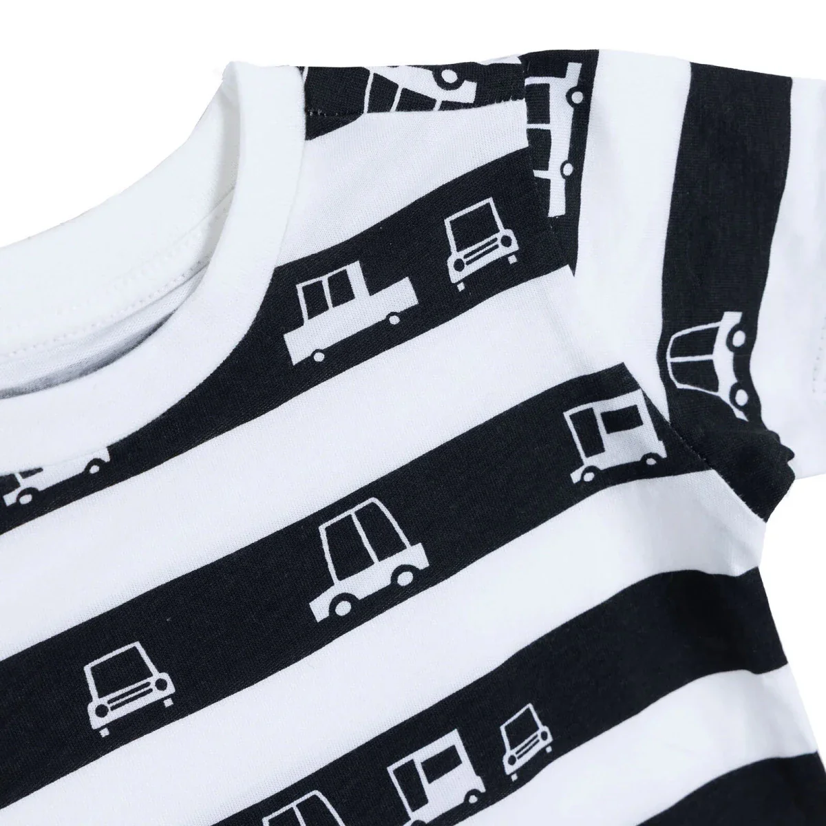 HelloBaby Boys T-shirt Vehicle Print Crew Neck Short Sleeve - Ecru - Image 3