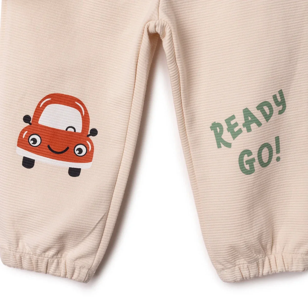 HelloBaby Boys Tracksuit Set Car Print Little Car Crew Neck Full Length Long Sleeve - Ecru - Image 7