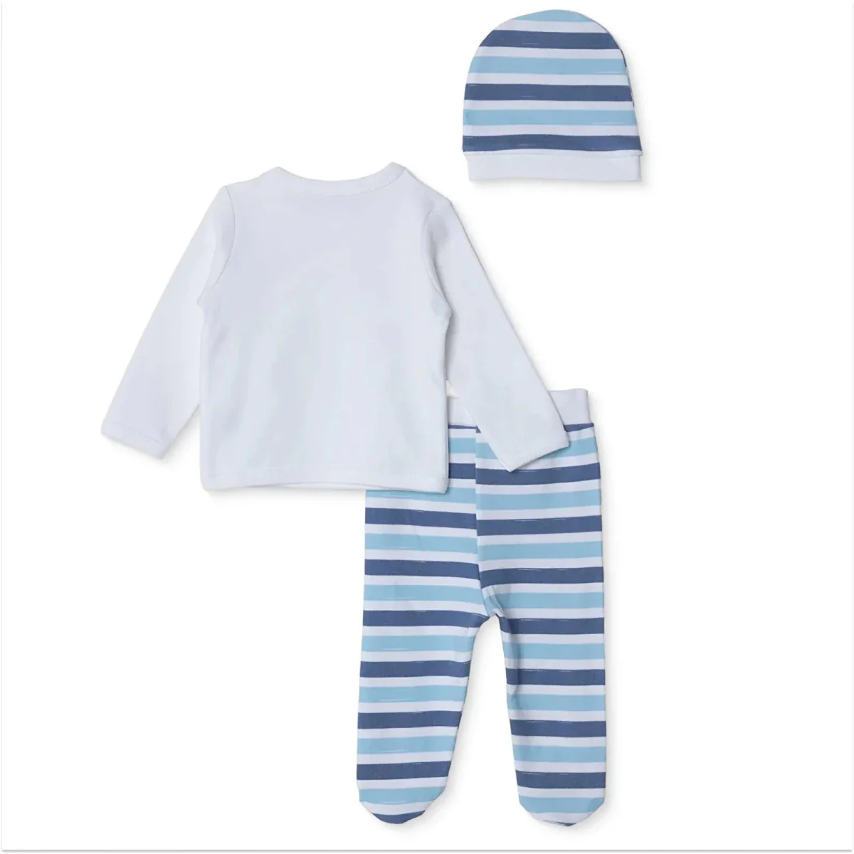 HelloBaby Boys Vest Hat & Footed Bottom Set Animal Print Long Slee - Blue - Image 2