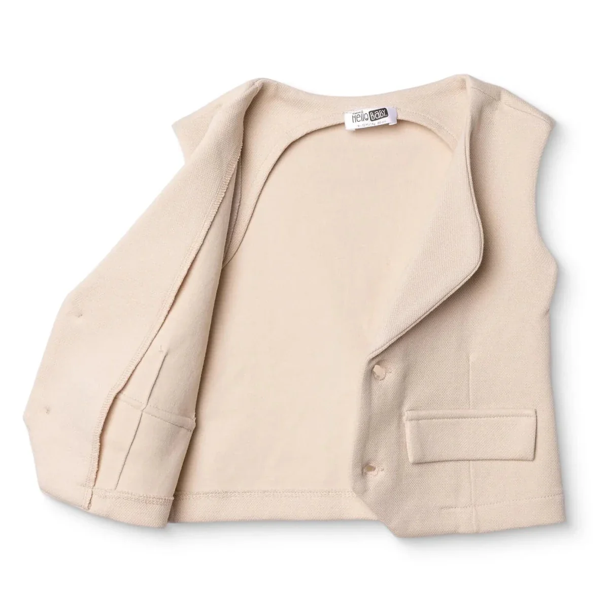 HelloBaby Boys Waistcoat Buttoned Smart Line V-Neck Sleeveless - Ecru - Image 3