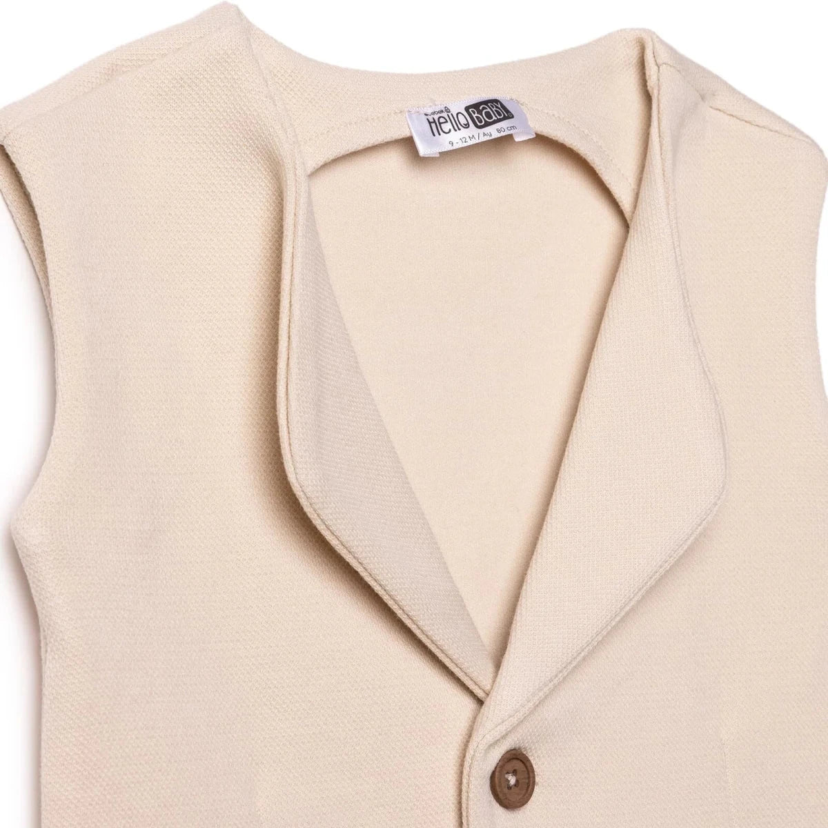 HelloBaby Boys Waistcoat Buttoned Smart Line V-Neck Sleeveless - Ecru - Image 4