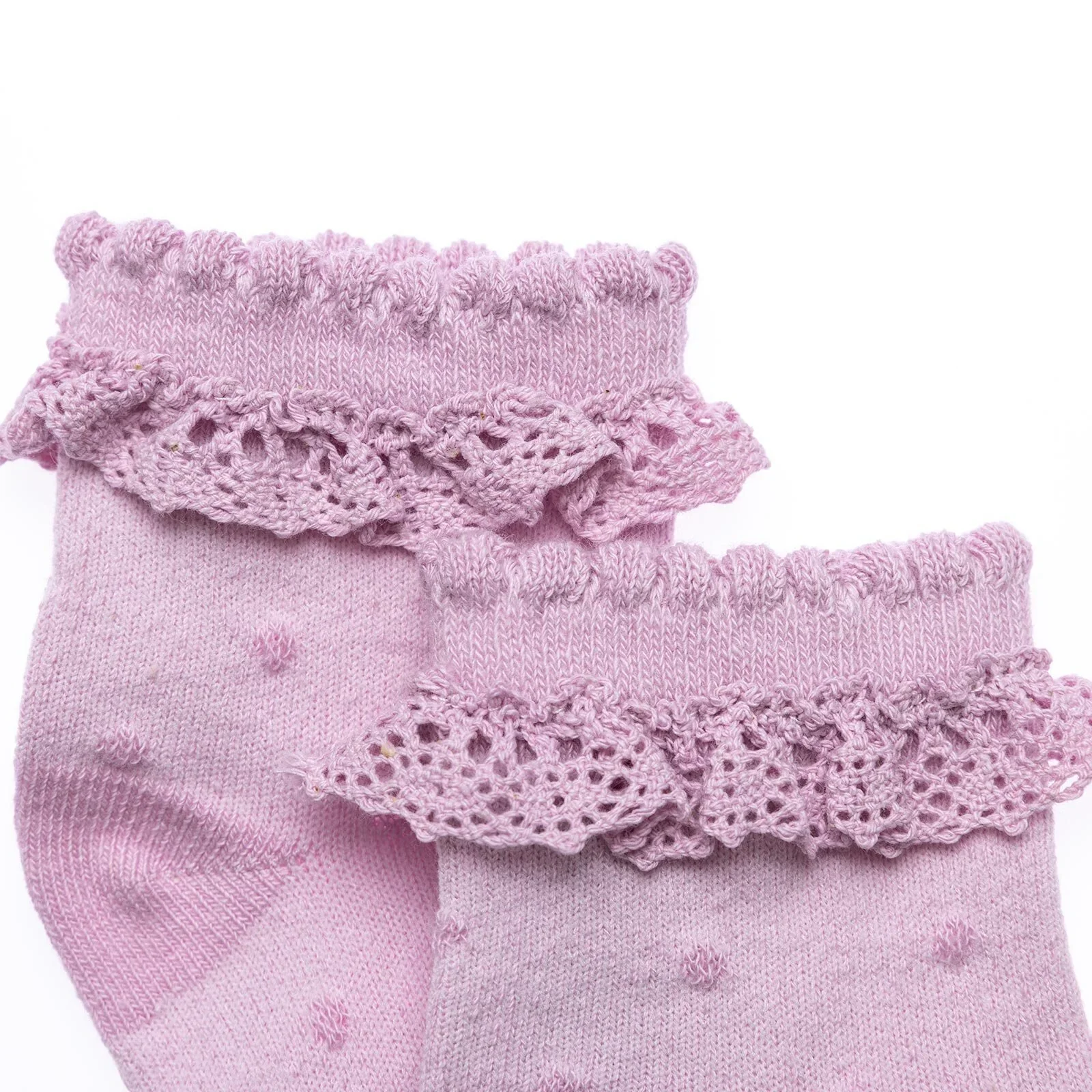 HelloBaby Girls Socks with Lace Cotton Rich - Purple - Image 2
