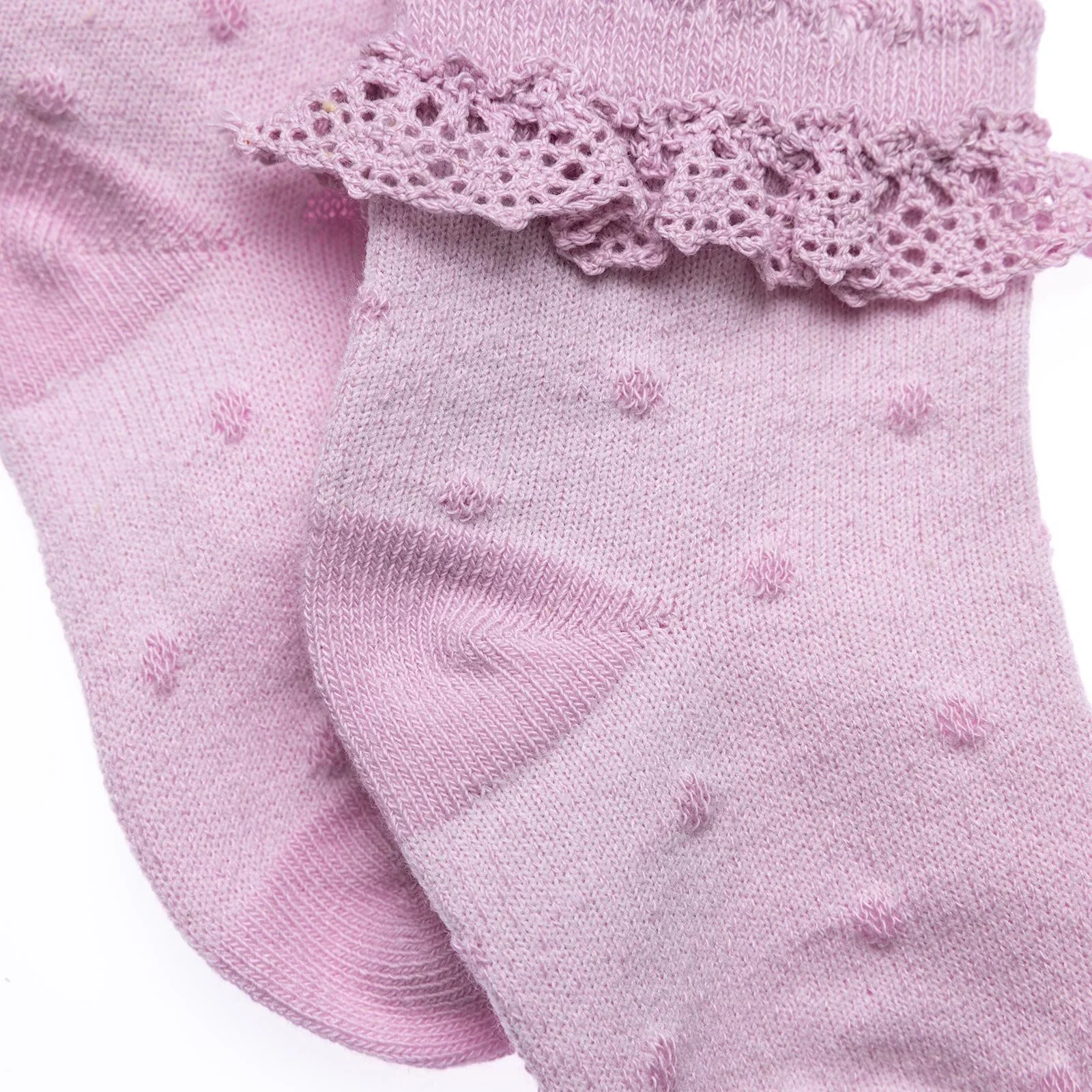 HelloBaby Girls Socks with Lace Cotton Rich - Purple - Image 5