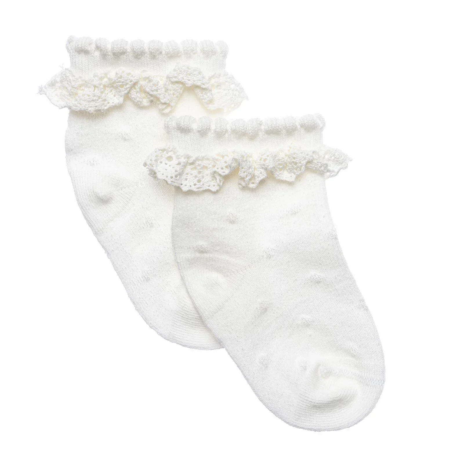 HelloBaby Girls Socks with Lace Cotton Rich - Ecru