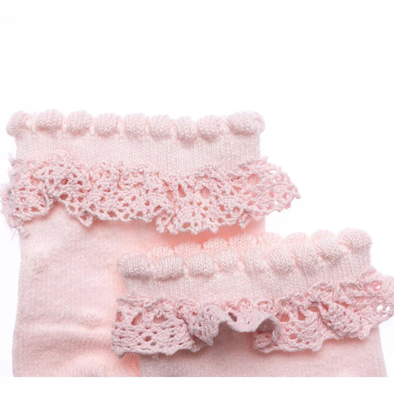 HelloBaby Girls Socks with Lace Cotton Rich - Pink - Image 3