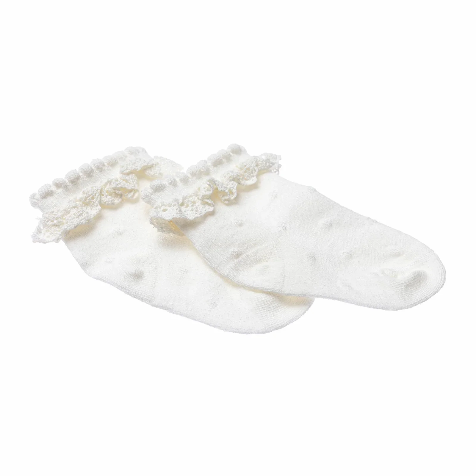 HelloBaby Girls Socks with Lace Cotton Rich - Ecru - Image 2