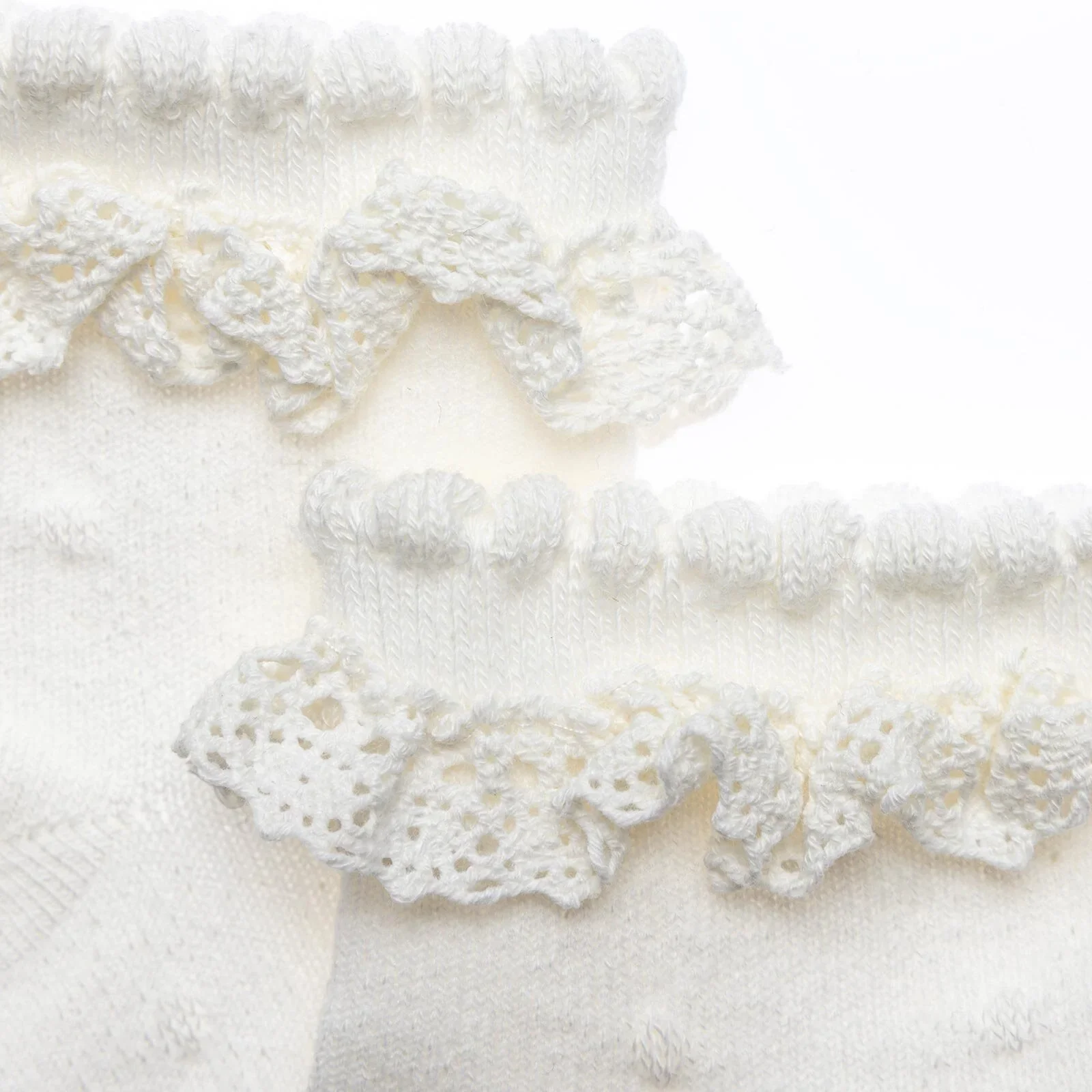 HelloBaby Girls Socks with Lace Cotton Rich - Ecru - Image 3