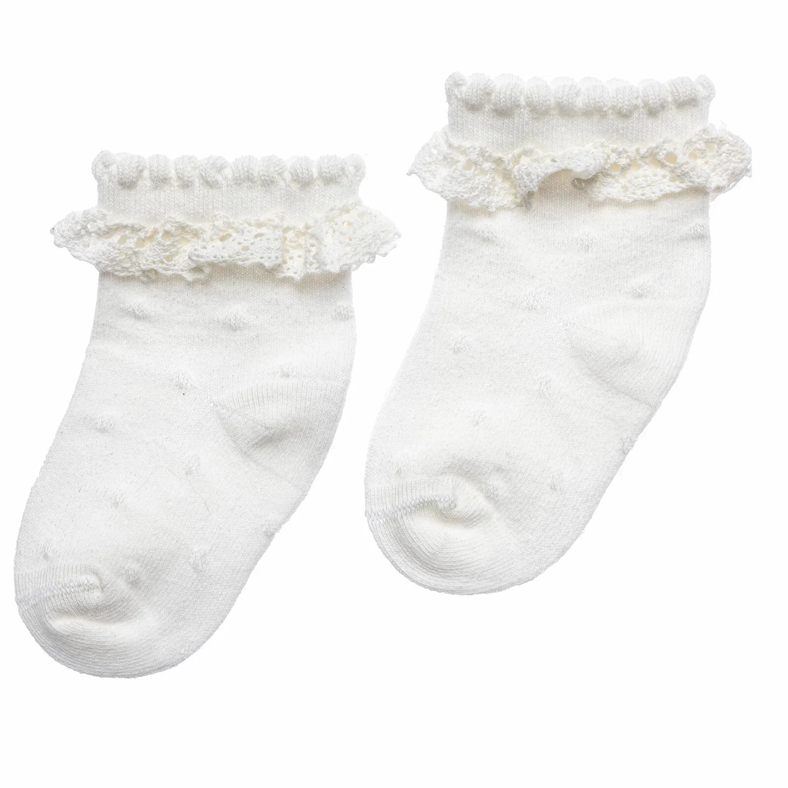 HelloBaby Girls Socks with Lace Cotton Rich - Ecru - Image 6