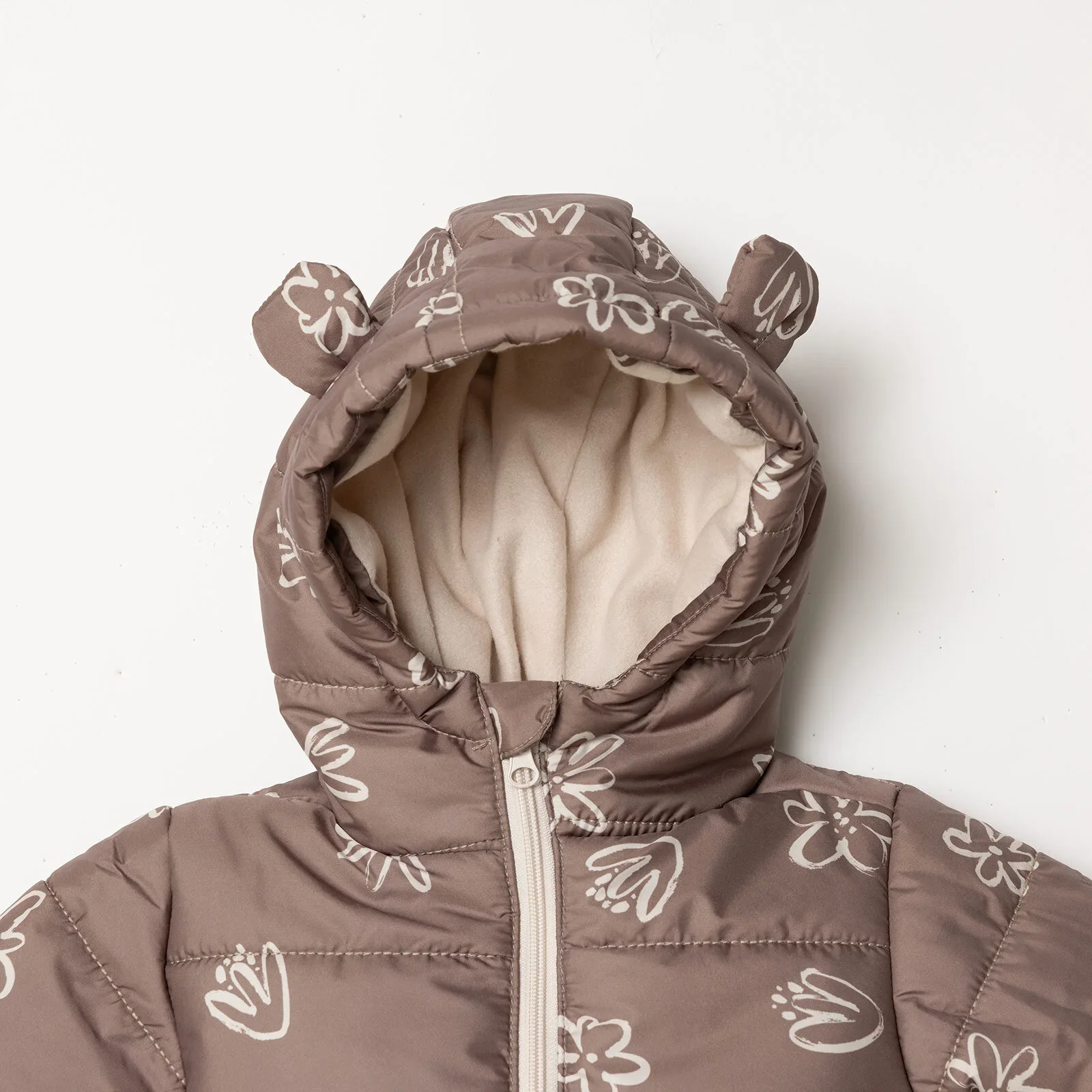 HelloBaby Floral Printed Girl Coat - Brown - Image 3