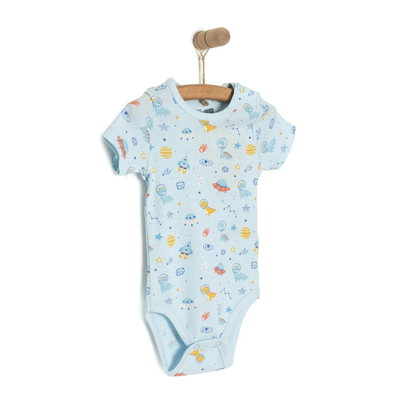 HelloBaby Galaxy Patterned Short Sleeve Bodysuit - Blue - Image 2
