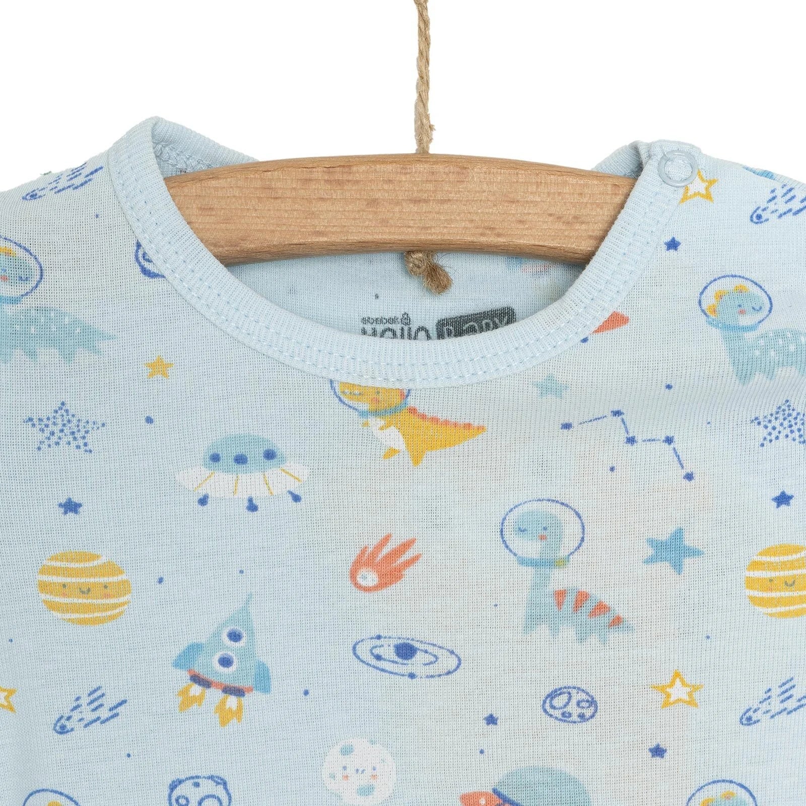HelloBaby Galaxy Patterned Short Sleeve Bodysuit - Blue - Image 4