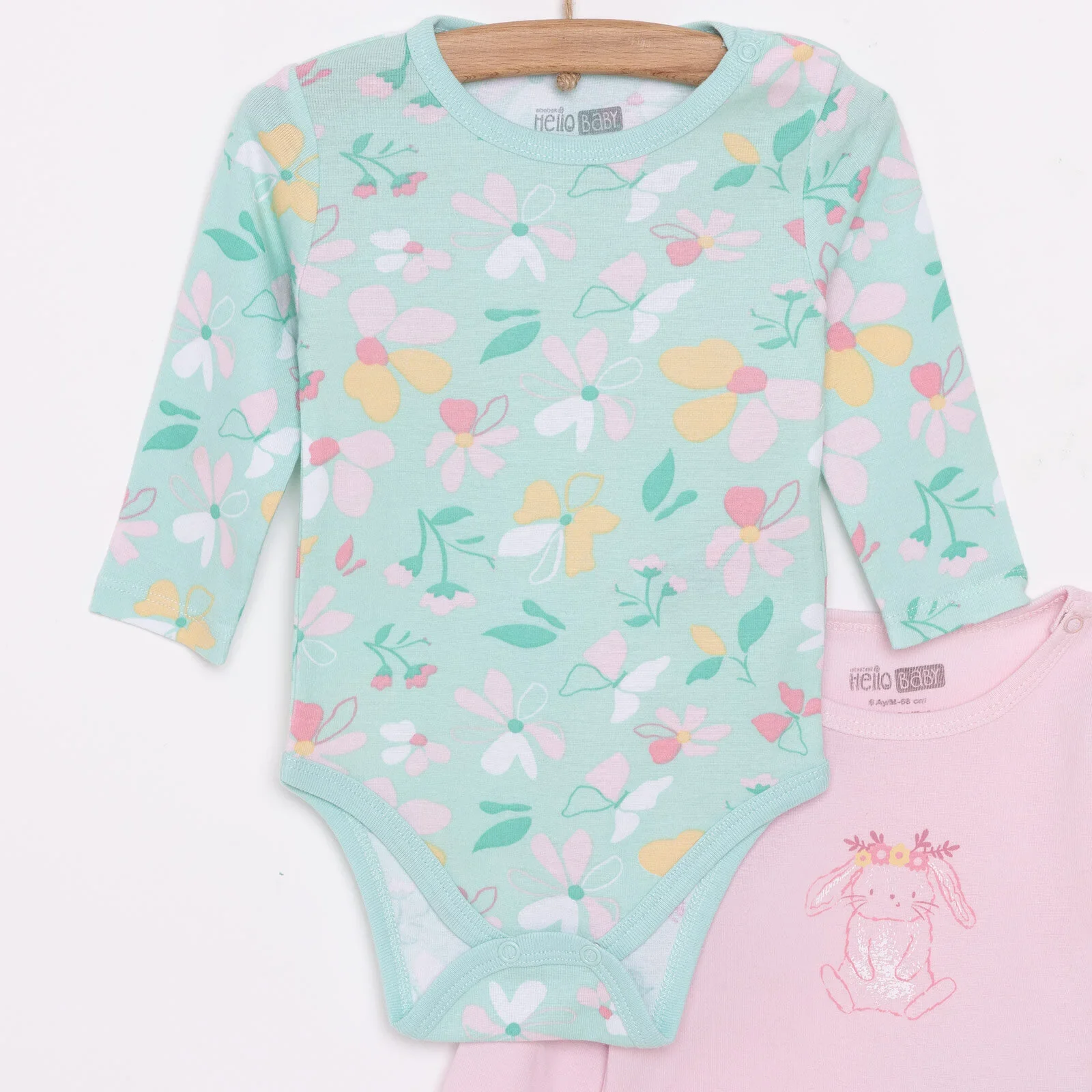 HelloBaby Girl 2-Pack Long Sleeve Bodysuit - Light Pink - Image 3