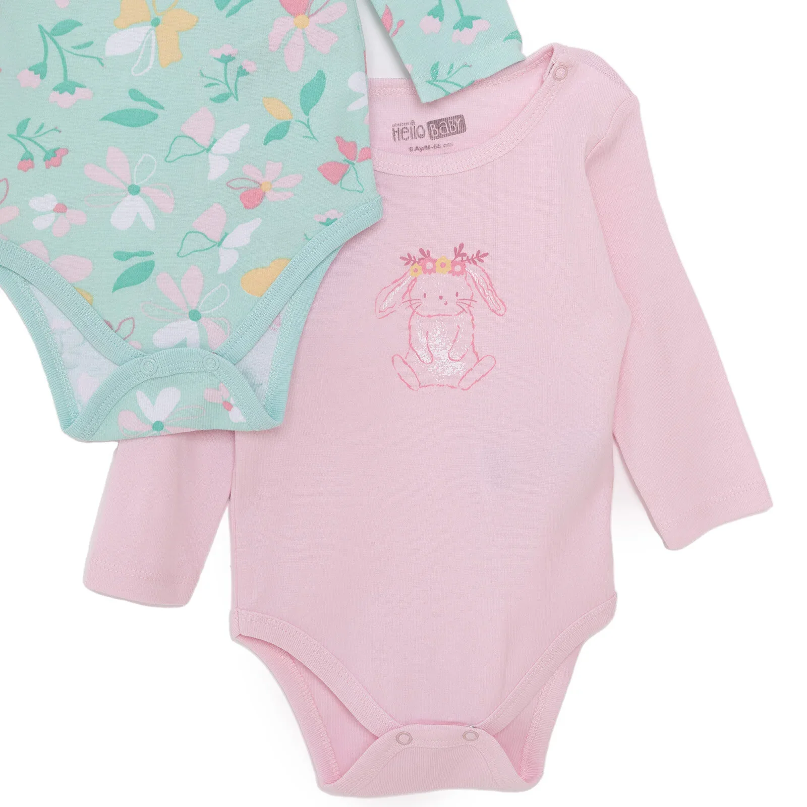 HelloBaby Girl 2-Pack Long Sleeve Bodysuit - Light Pink - Image 4