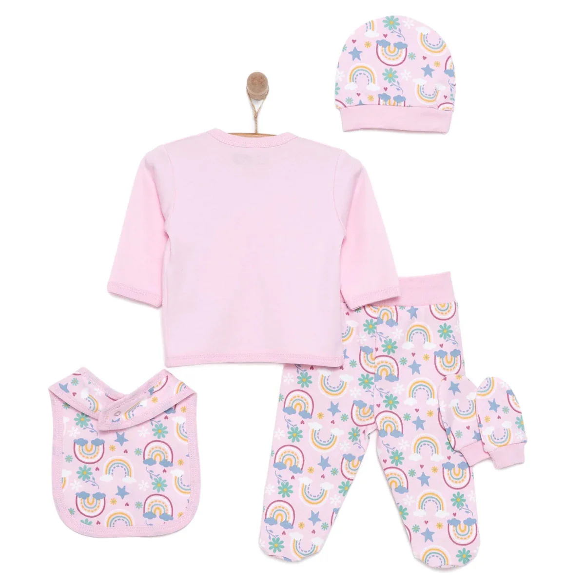HelloBaby Girl 5 Piece Newborn Set - Light Pink - Image 2