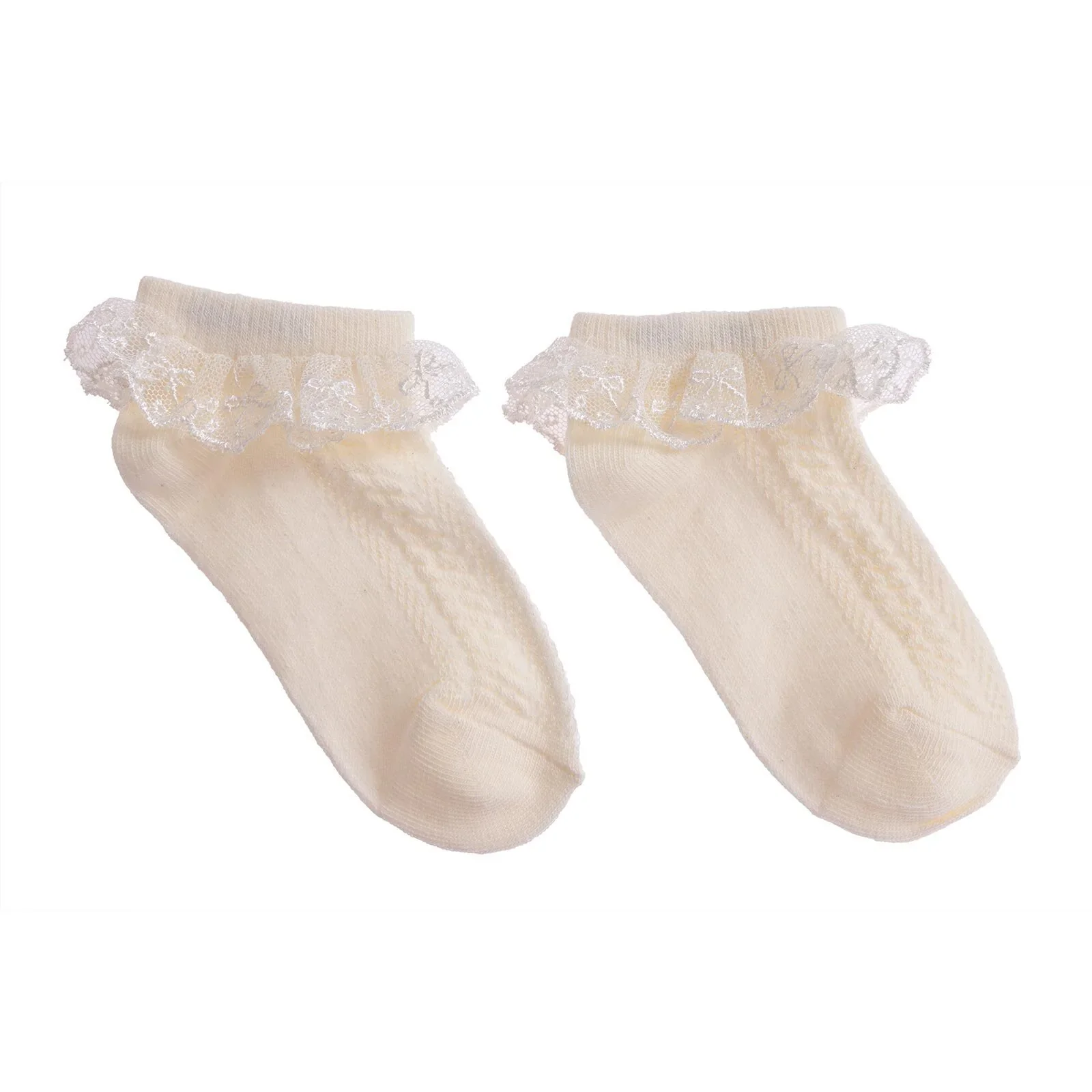 HelloBaby Girl Socks with Lace - Ecru - Image 2