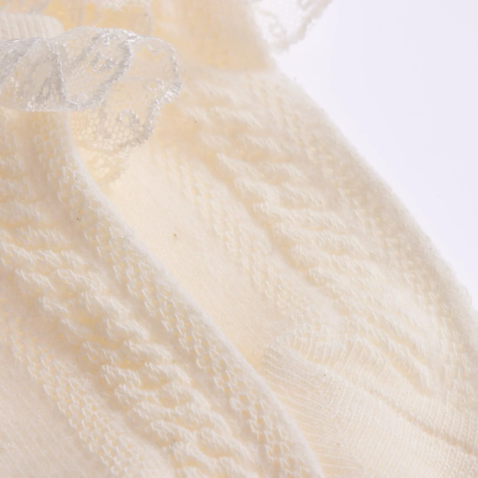 HelloBaby Girl Socks with Lace - Ecru - Image 5