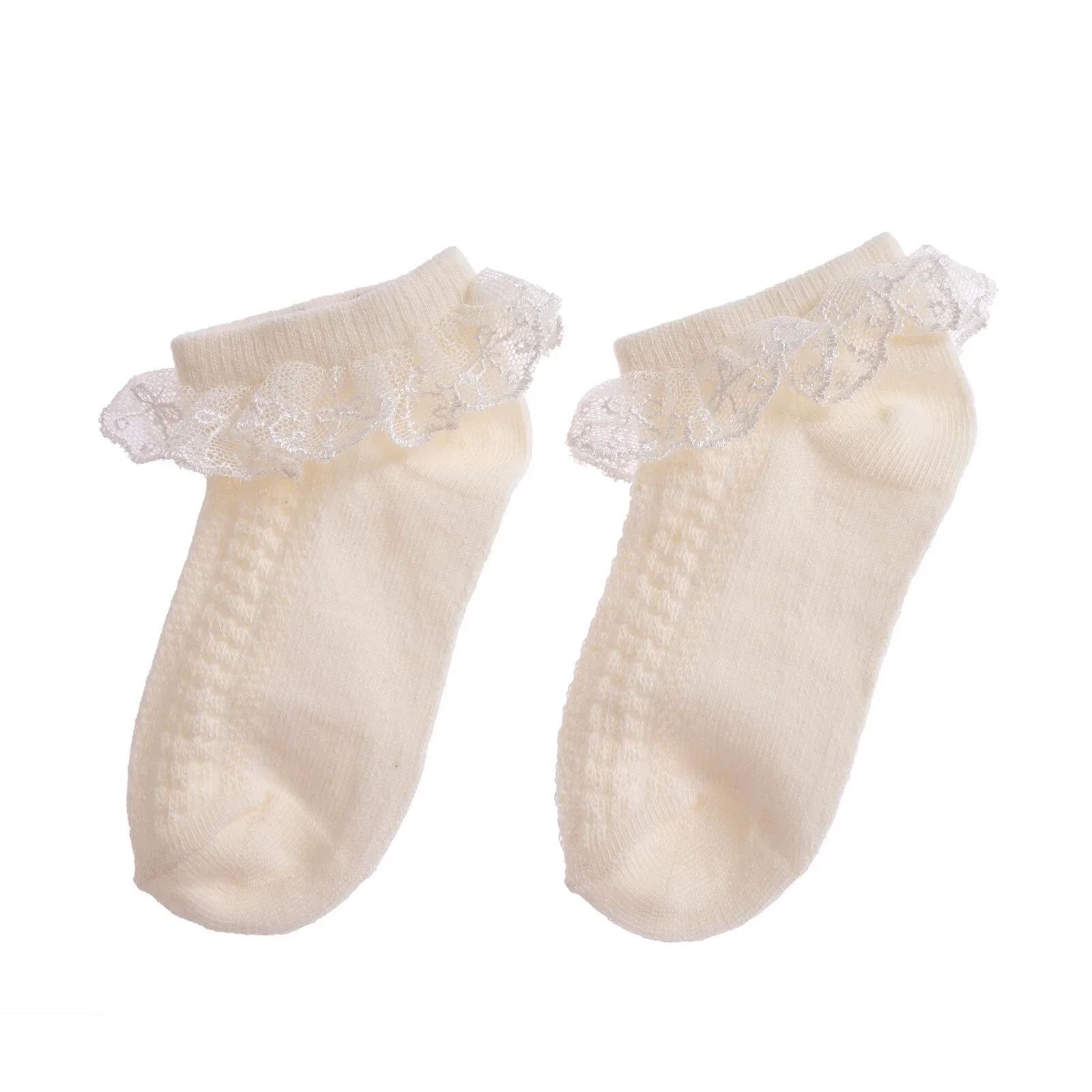 HelloBaby Girl Socks with Lace - Ecru - Image 6