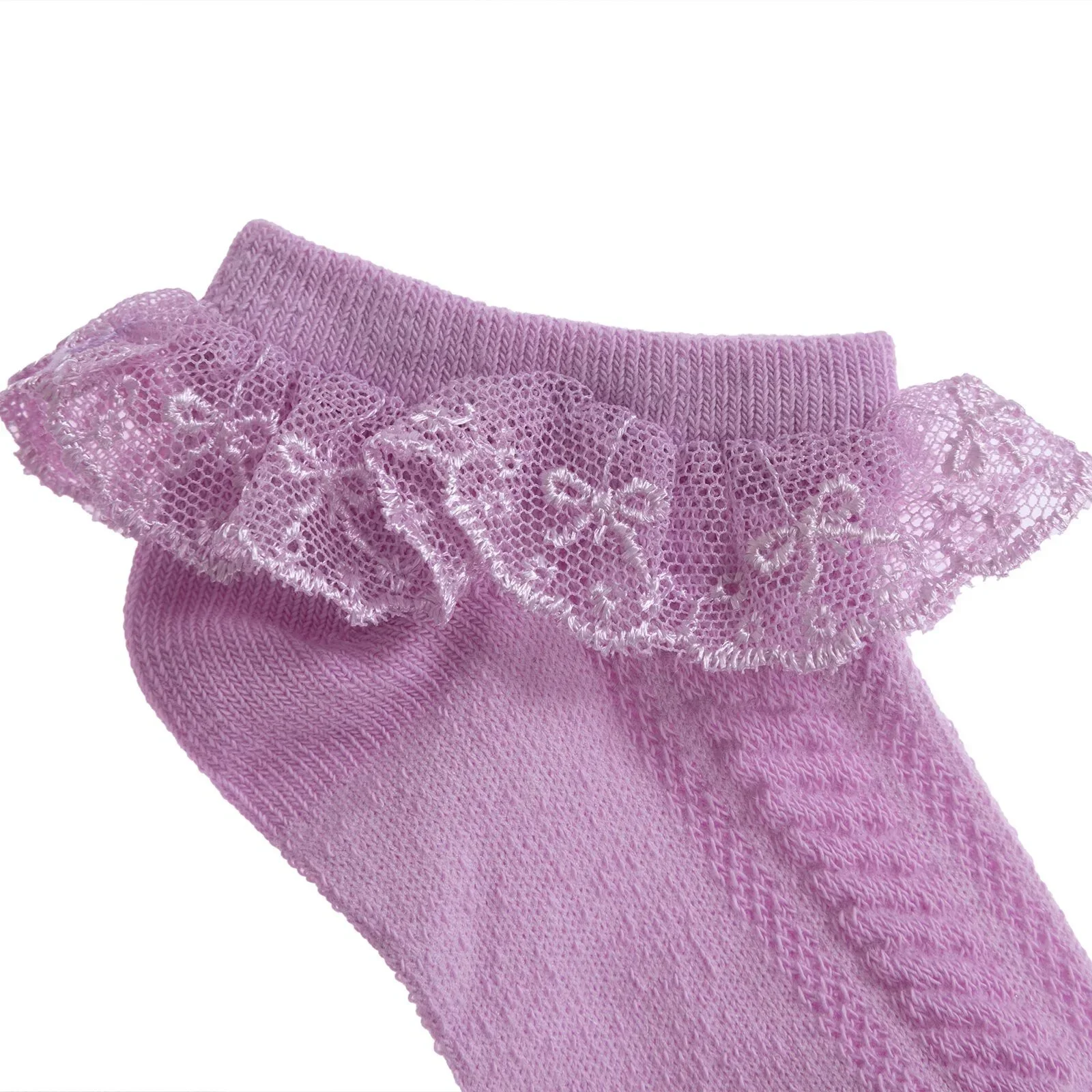 HelloBaby Girl Socks with Lace - Purple - Image 2