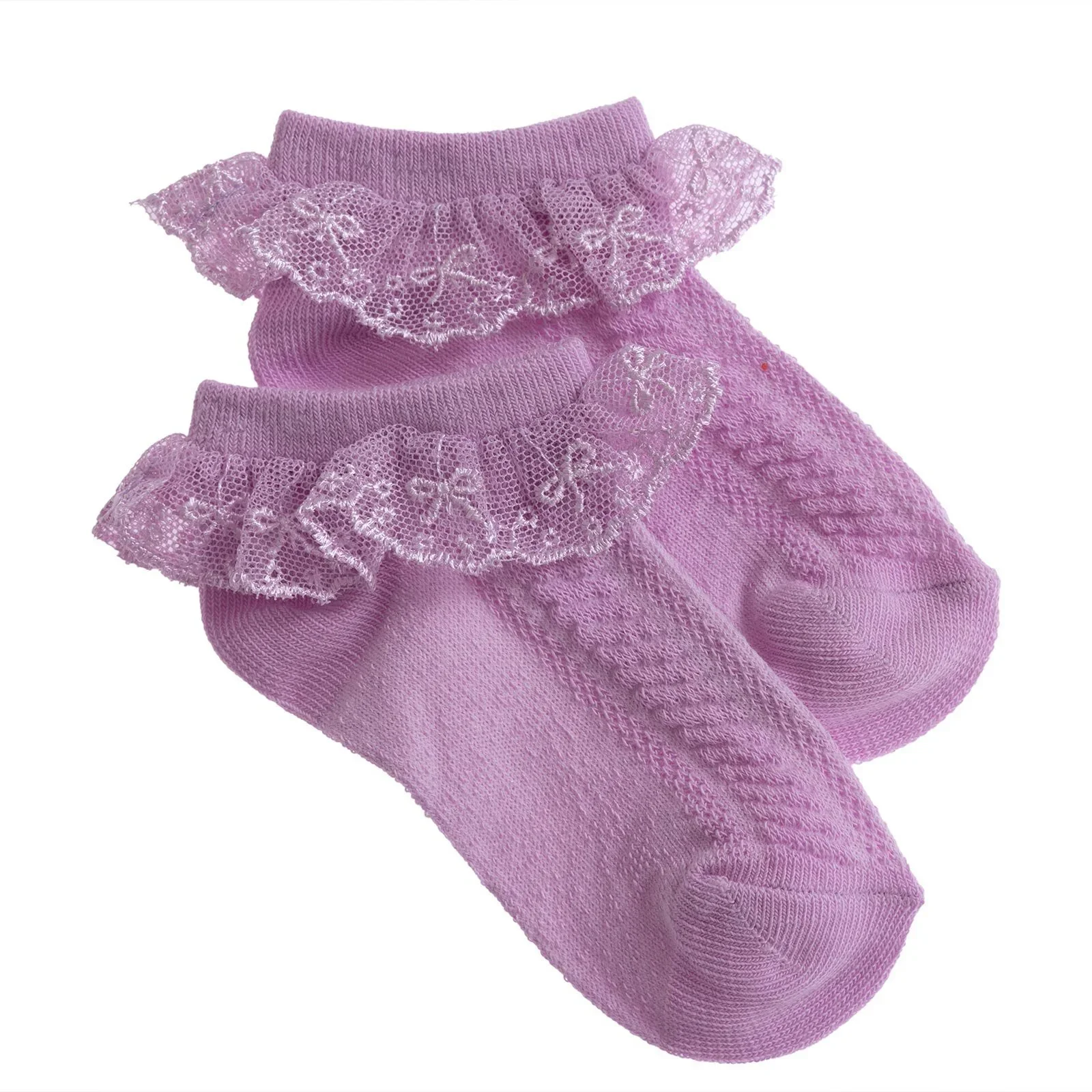 HelloBaby Girl Socks with Lace - Purple - Image 4