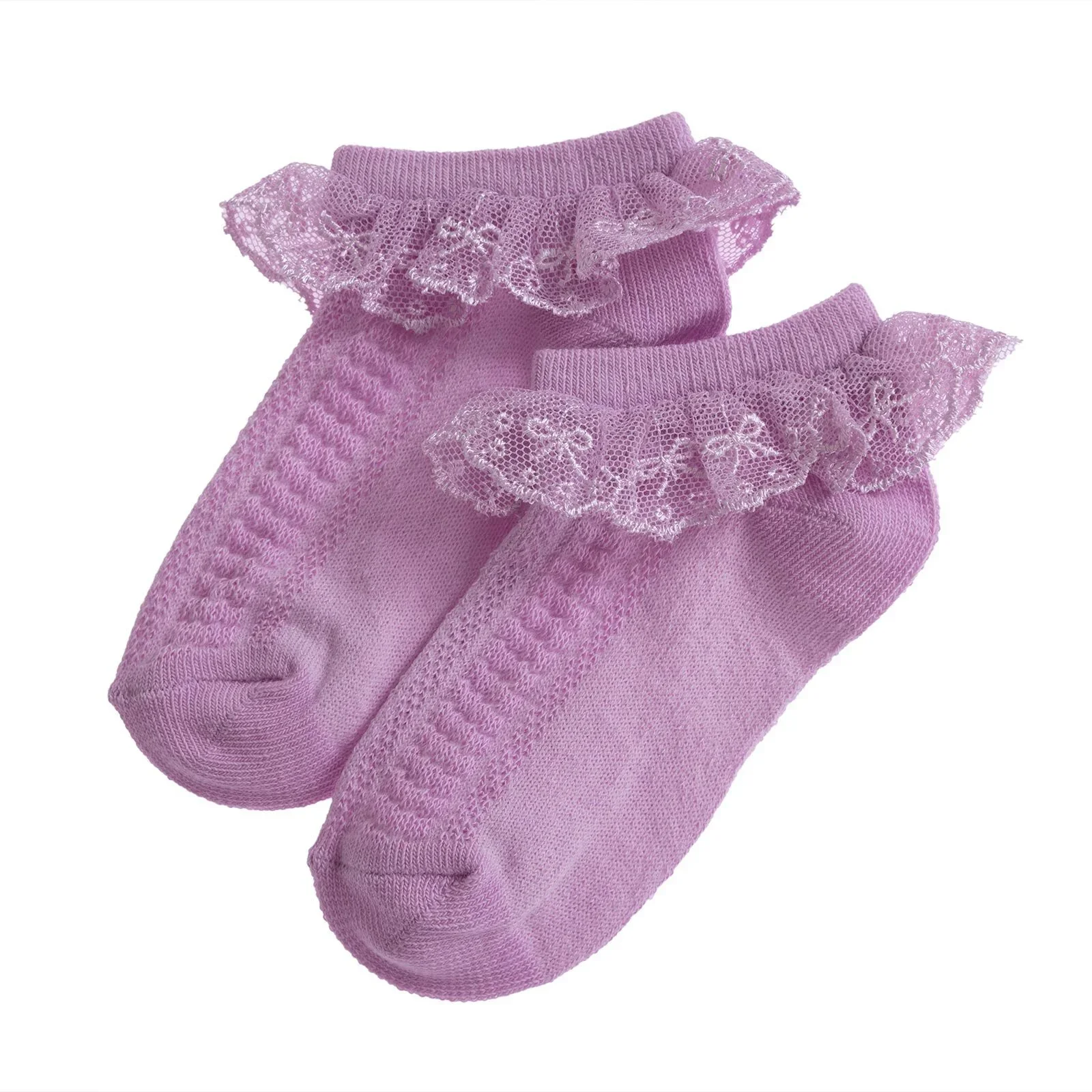 HelloBaby Girl Socks with Lace - Purple - Image 5