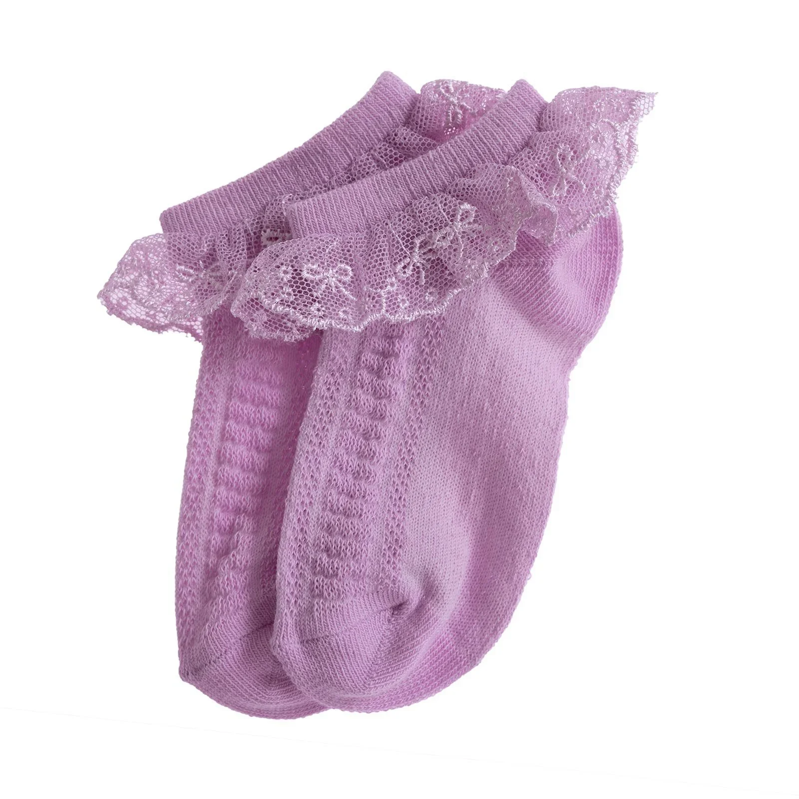 HelloBaby Girl Socks with Lace - Purple - Image 7