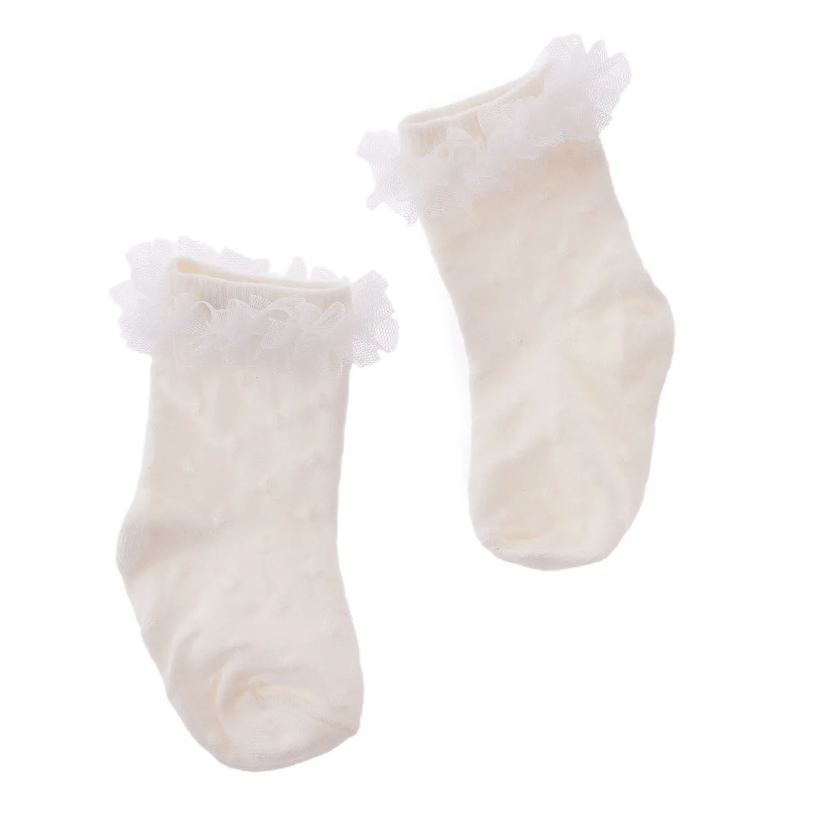 HelloBaby Girl Socks with Lace - White - Image 3
