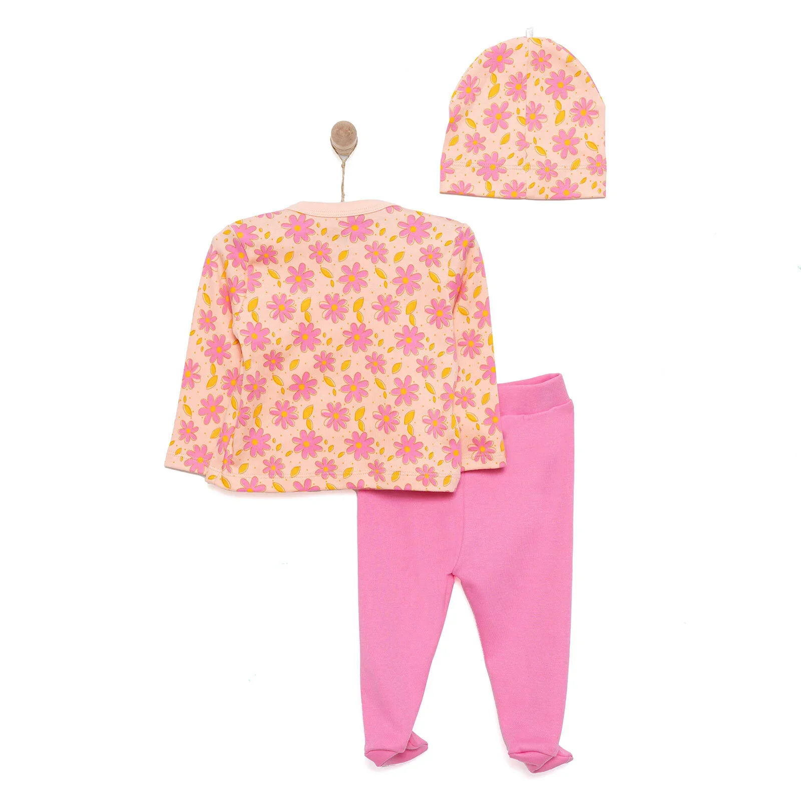HelloBaby Girl Wrapover Top-Hat-Footed Bottom - Salmon - Image 2