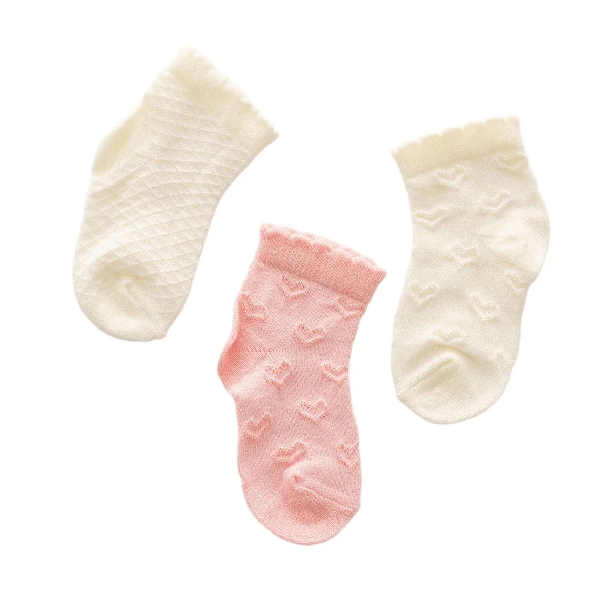 HelloBaby Girls Pack of 3 Ankle Socks Striped Cotton Rich - Ecru - Image 7