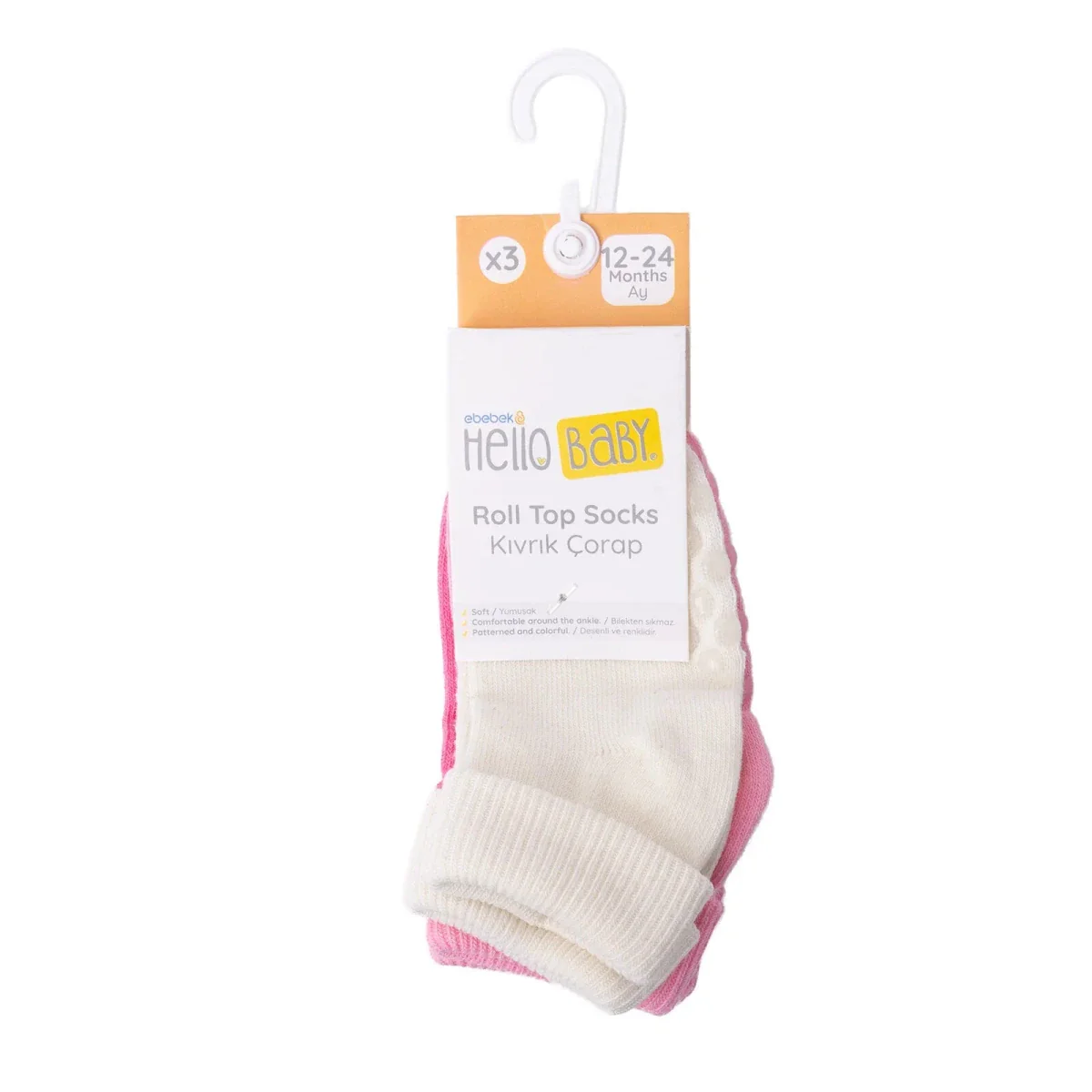 HelloBaby Girls Pack of 3 Baby Socks Cotton Rich - Pink - Image 5