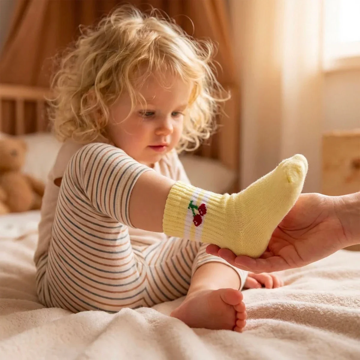 HelloBaby Girls 3-Pack Baby Socks Striped None - Pink - Image 4