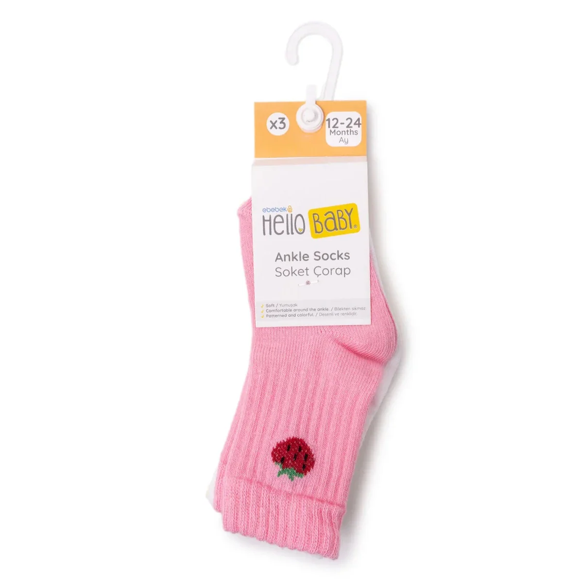 HelloBaby Girls 3-Pack Baby Socks Striped None - Pink - Image 6