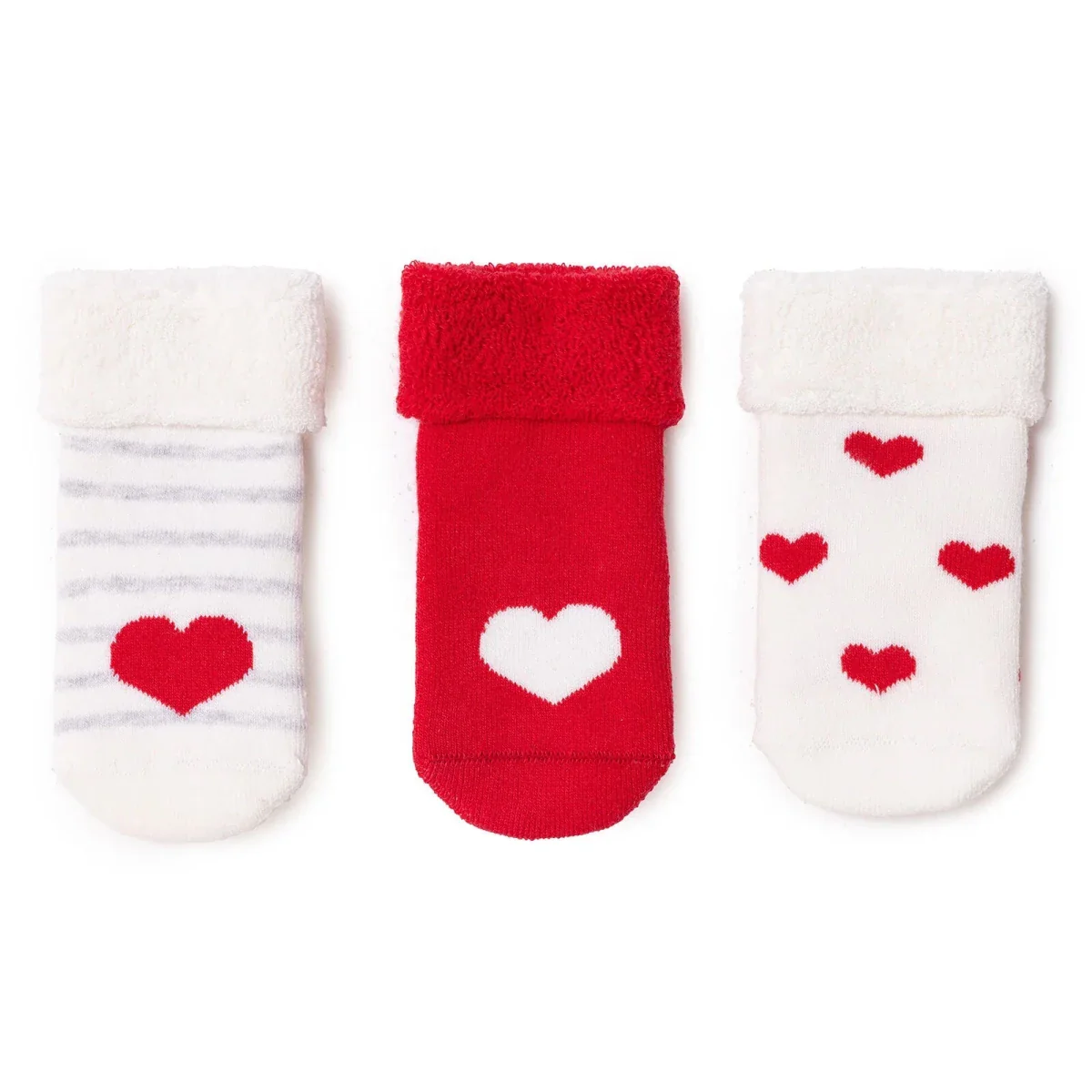 HelloBaby Girls 3-Pack Chenille Socks Heart Christmas - Red - Image 4