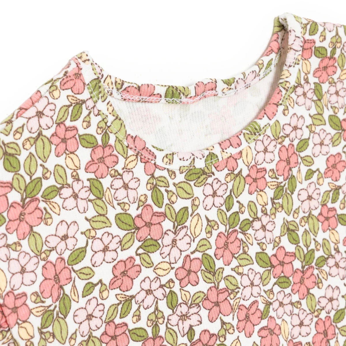 HelloBaby Girls Blouse-Leggings Flower Pastel Dreams Crew Neck Long Leg Short Sleeve - Ecru Printed - Image 3