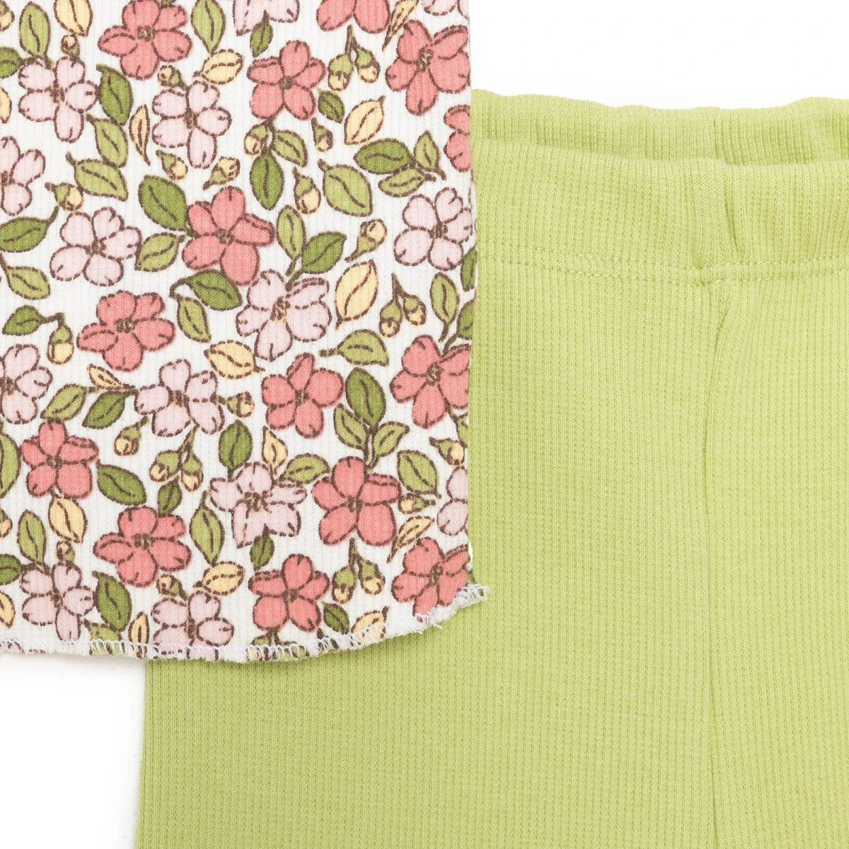 HelloBaby Girls Blouse-Leggings Flower Pastel Dreams Crew Neck Long Leg Short Sleeve - Ecru Printed - Image 5