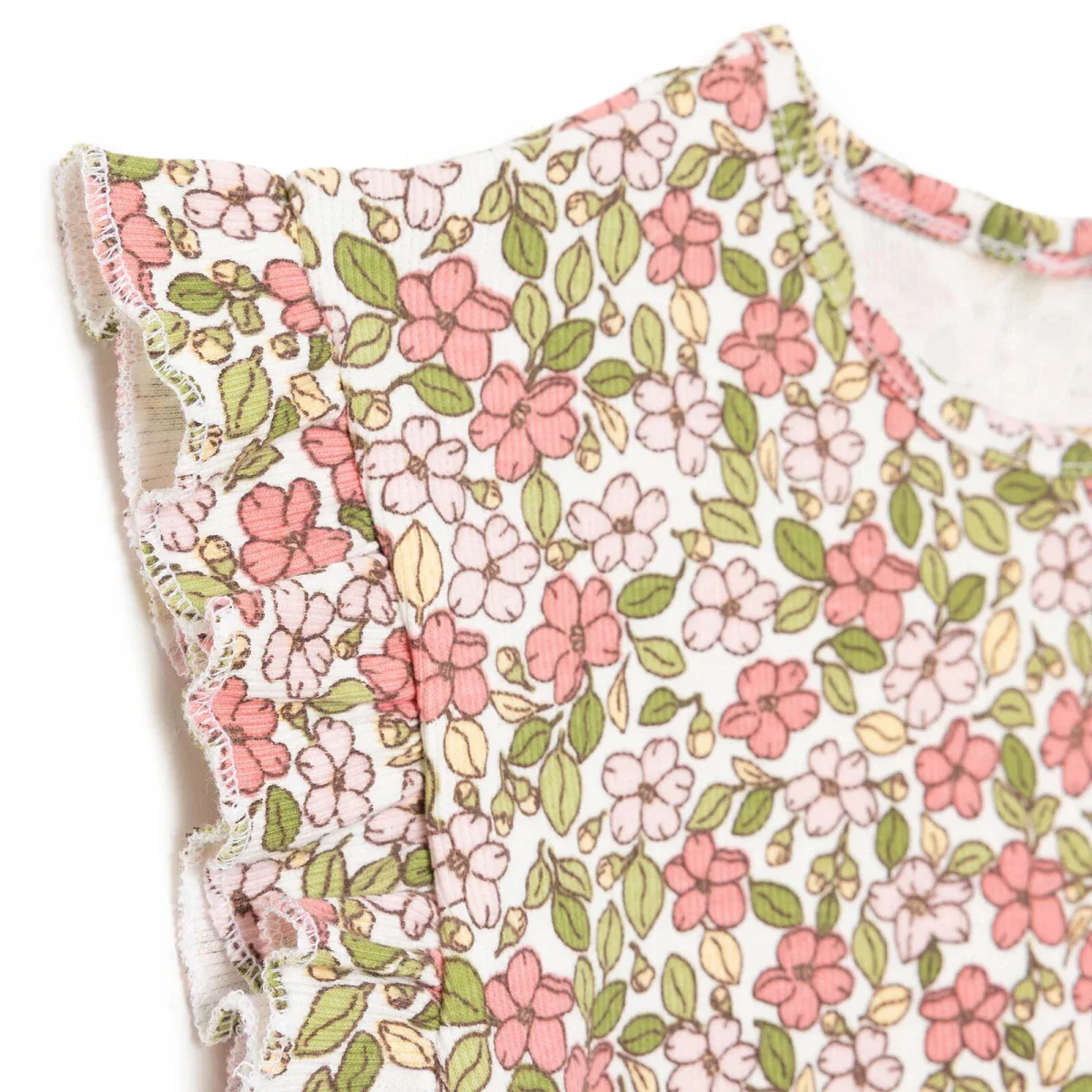 HelloBaby Girls Blouse-Leggings Flower Pastel Dreams Crew Neck Long Leg Short Sleeve - Ecru Printed - Image 6