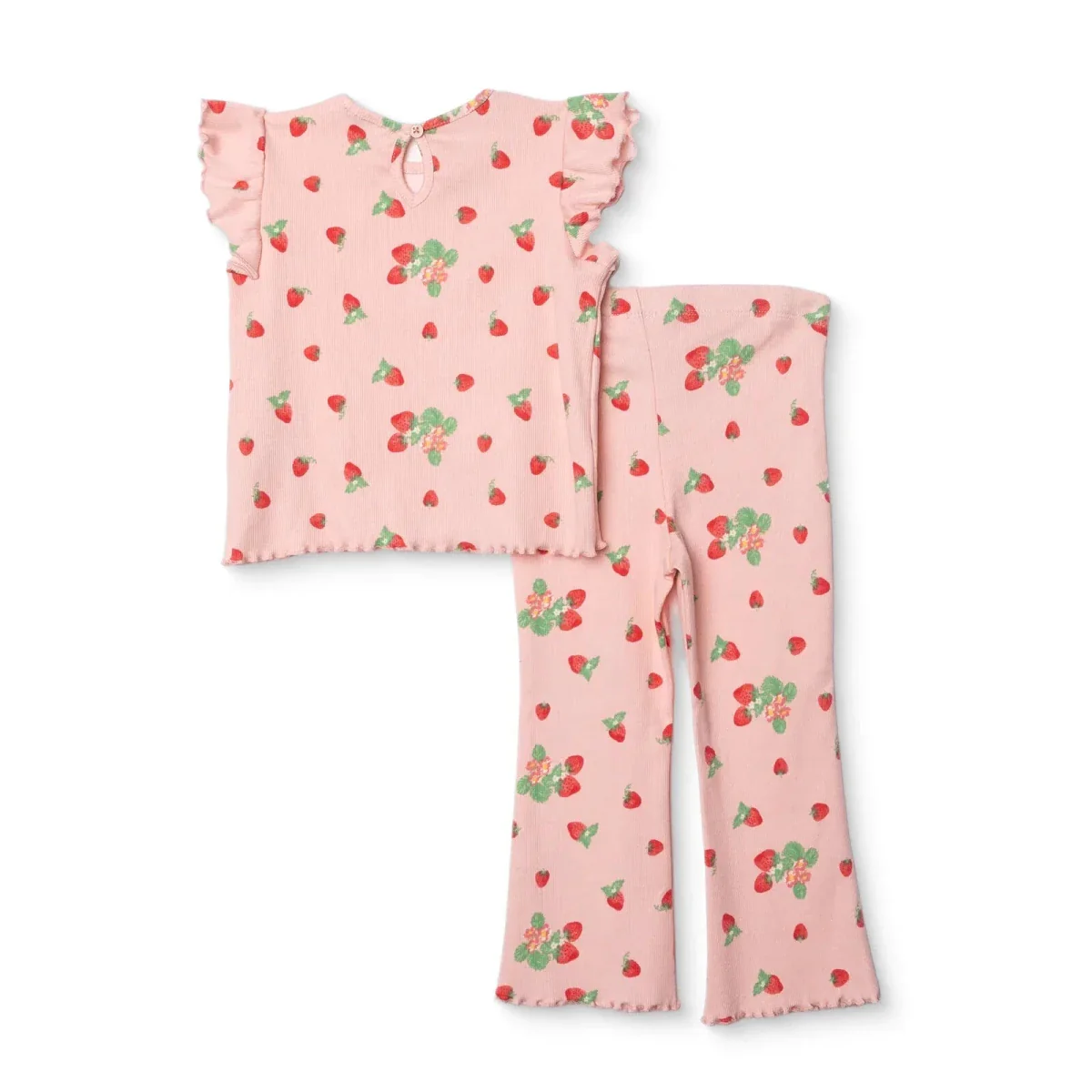 HelloBaby Girls Blouse & Leggings Set Cherry Print Berry Belle Crew Neck Full Length Short Sleeve - Pink Printed - Image 2