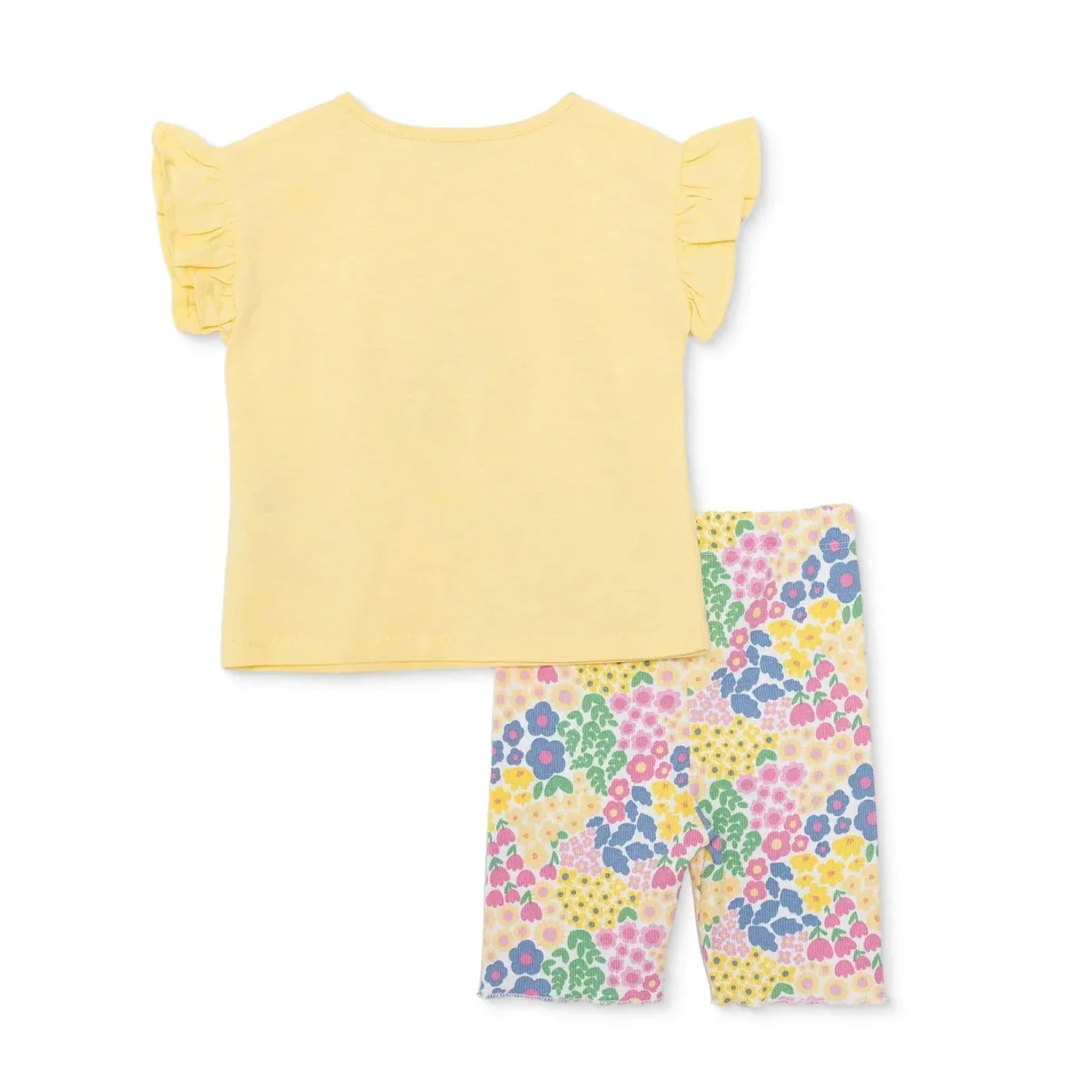 HelloBaby Girls Blouse & Leggings Set Ditsy Flower Crew Neck Full Length Short Sleeve - Yellow - Image 2
