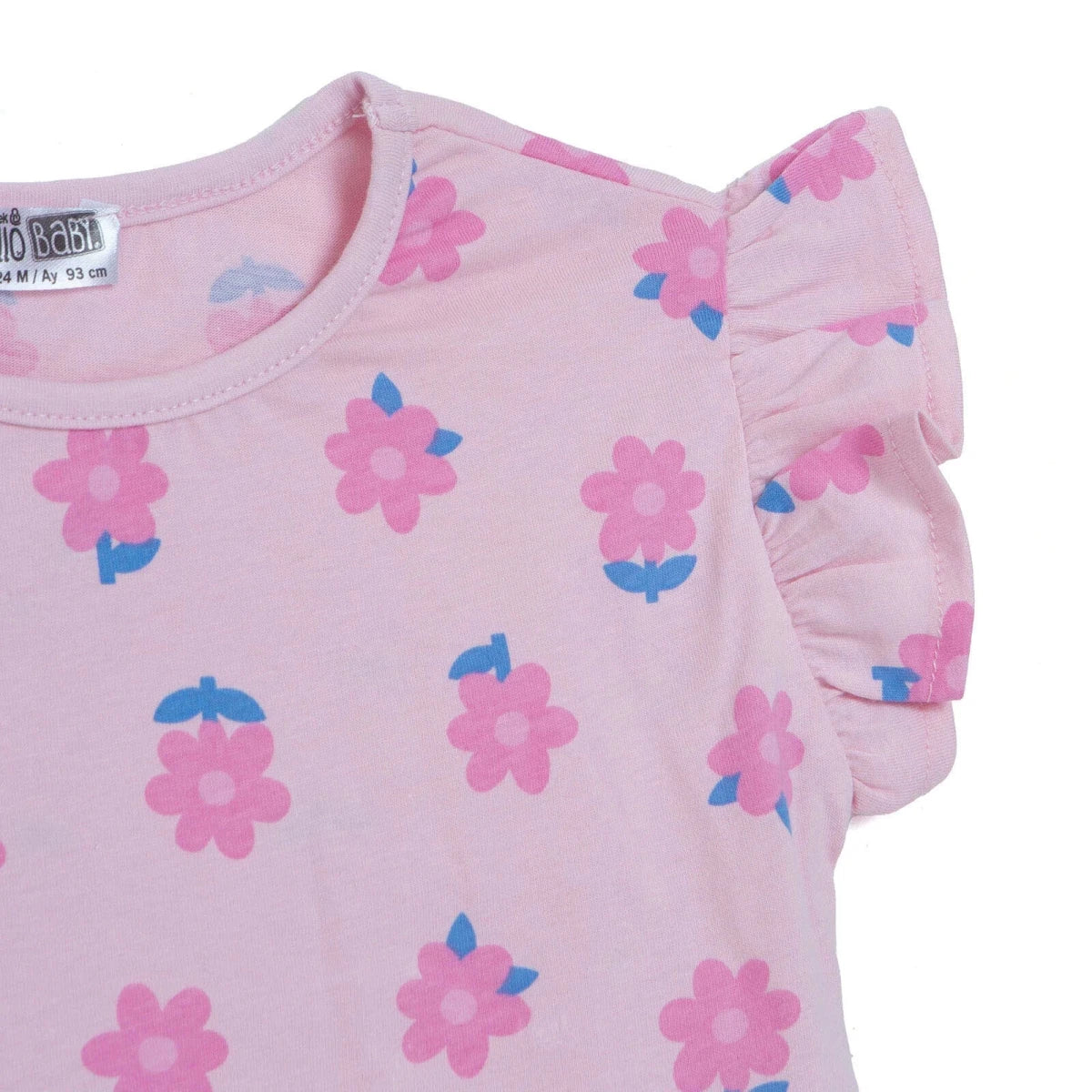 HelloBaby Girls Blouse & Leggings Set Floral Print Ditsy Flower Crew Neck Full Length Short Sleeve - Pink Printed - Image 3